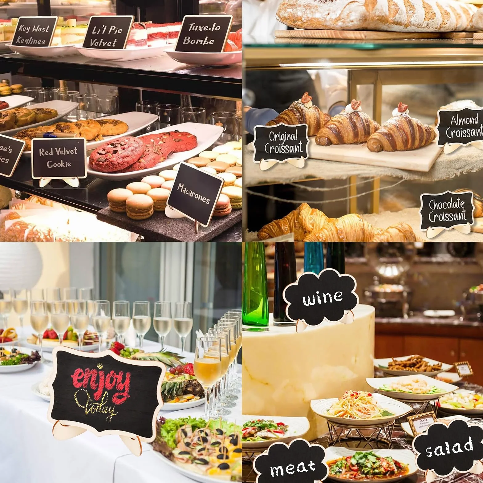 Tableau Noir en Bois avec Support 15 Pièces pour Mariage Buffet