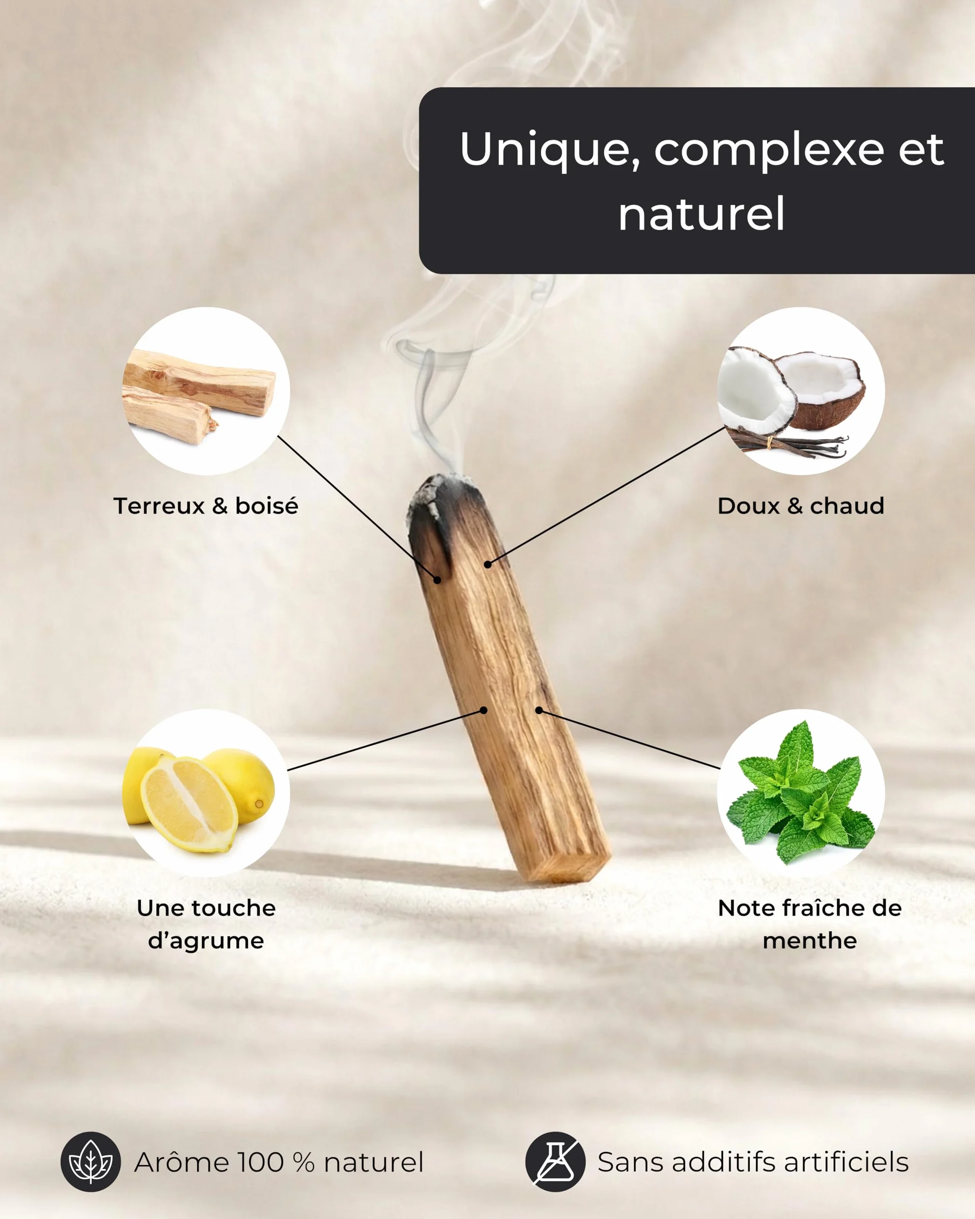 Incensera Bois de Palo Santo 8 Bâtons d'Encens Naturel 10 cm Purification Maison Méditation Aromathérapie