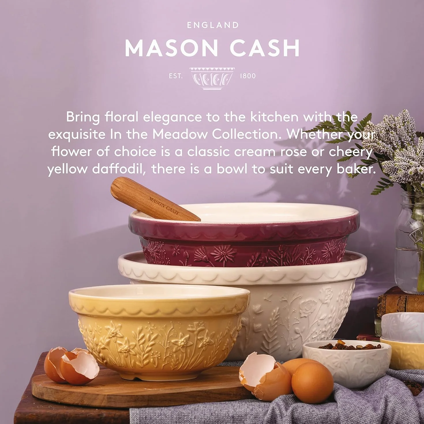 Mason Cash In The Meadow Lot de 4 cuillères à mesurer en céramique Motif floral