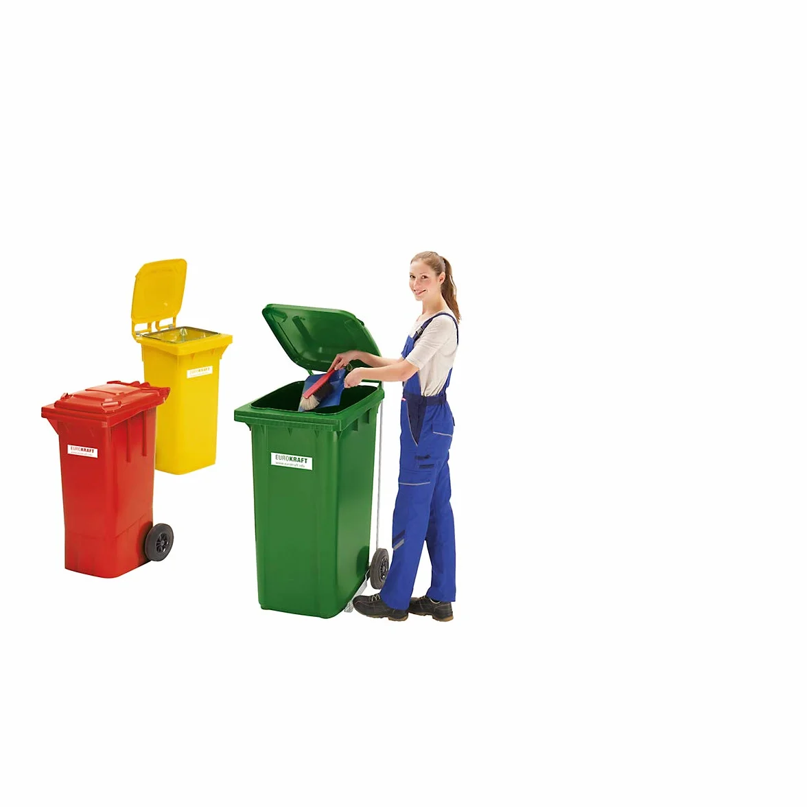 Conteneur à déchets 240 L jaune 1067 x 580 x 730 mm Poubelle de tri à roulettes extérieur