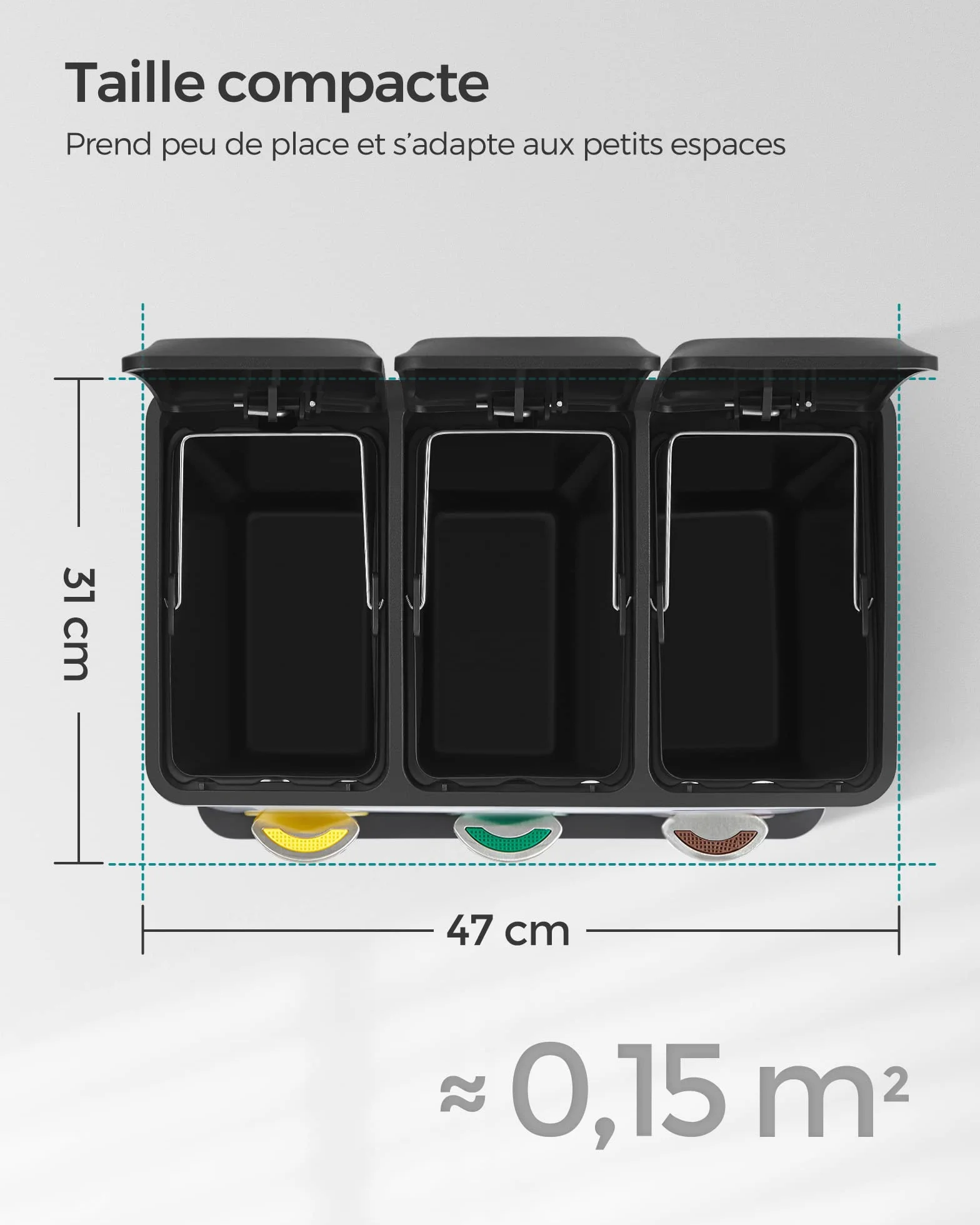 SONGMICS Poubelle Cuisine Tri 3x8L Acier Noir LTB24BK