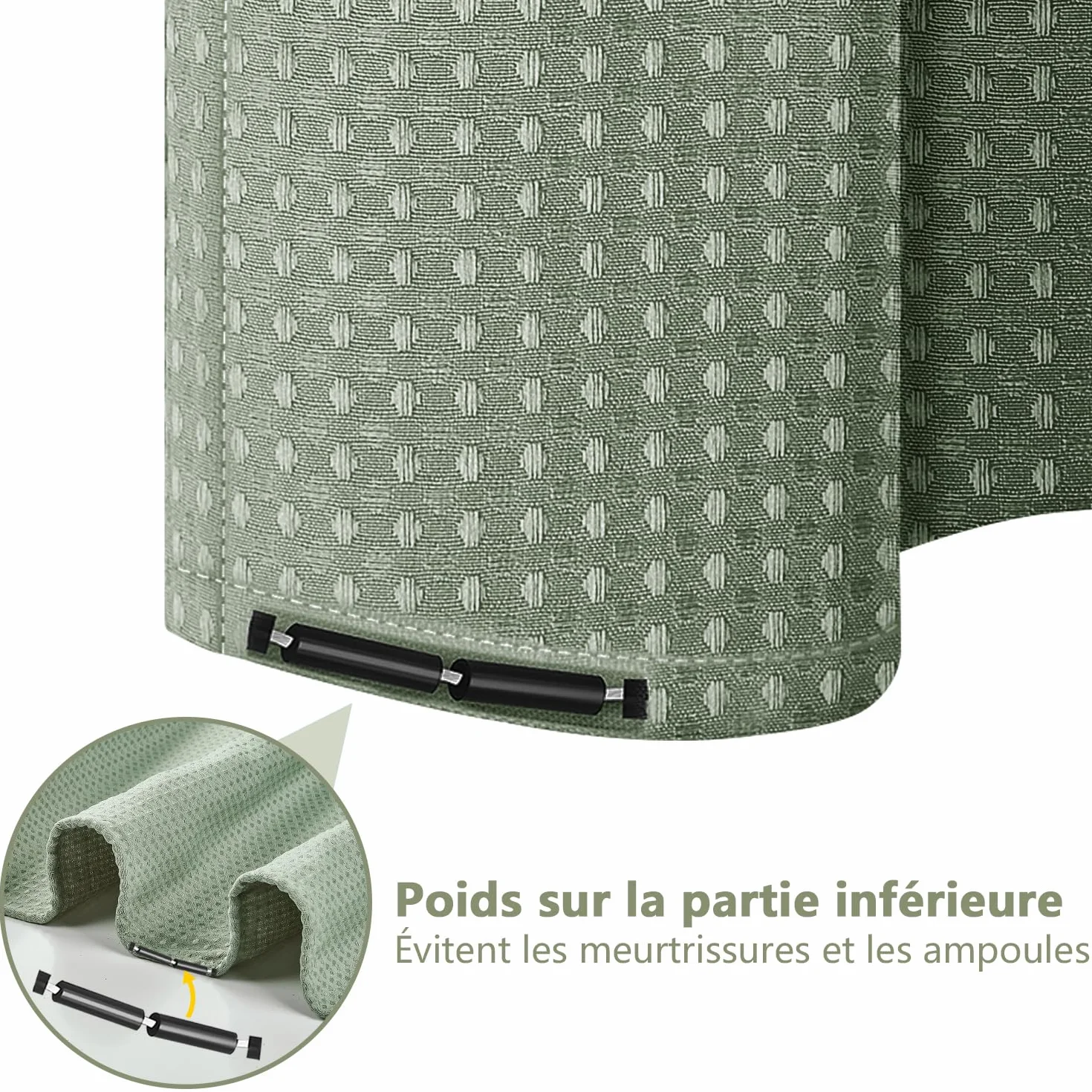 Rideau de Douche en Tissu Polyester Lavable en Machine Imperméable 183 x 183 cm avec 12 Crochets Vert