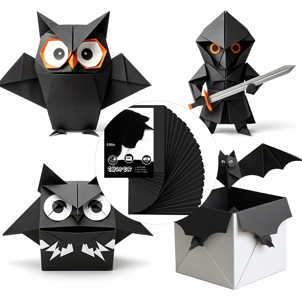 Papier cartonné noir A4 120 g/m² 100 feuilles pour origami scrapbooking