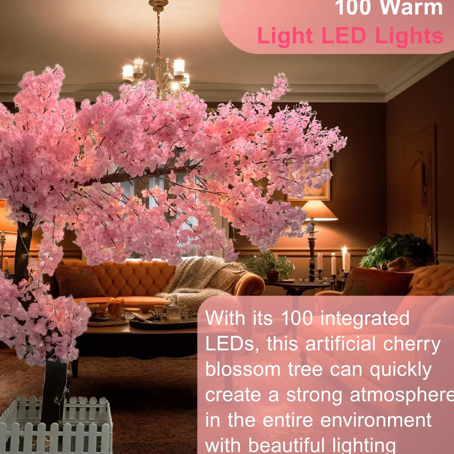Arbre Fleur de Cerisier Artificiel XXL 240cm, Faux Sakura Rose, Décoration Intérieur Extérieur Mariage