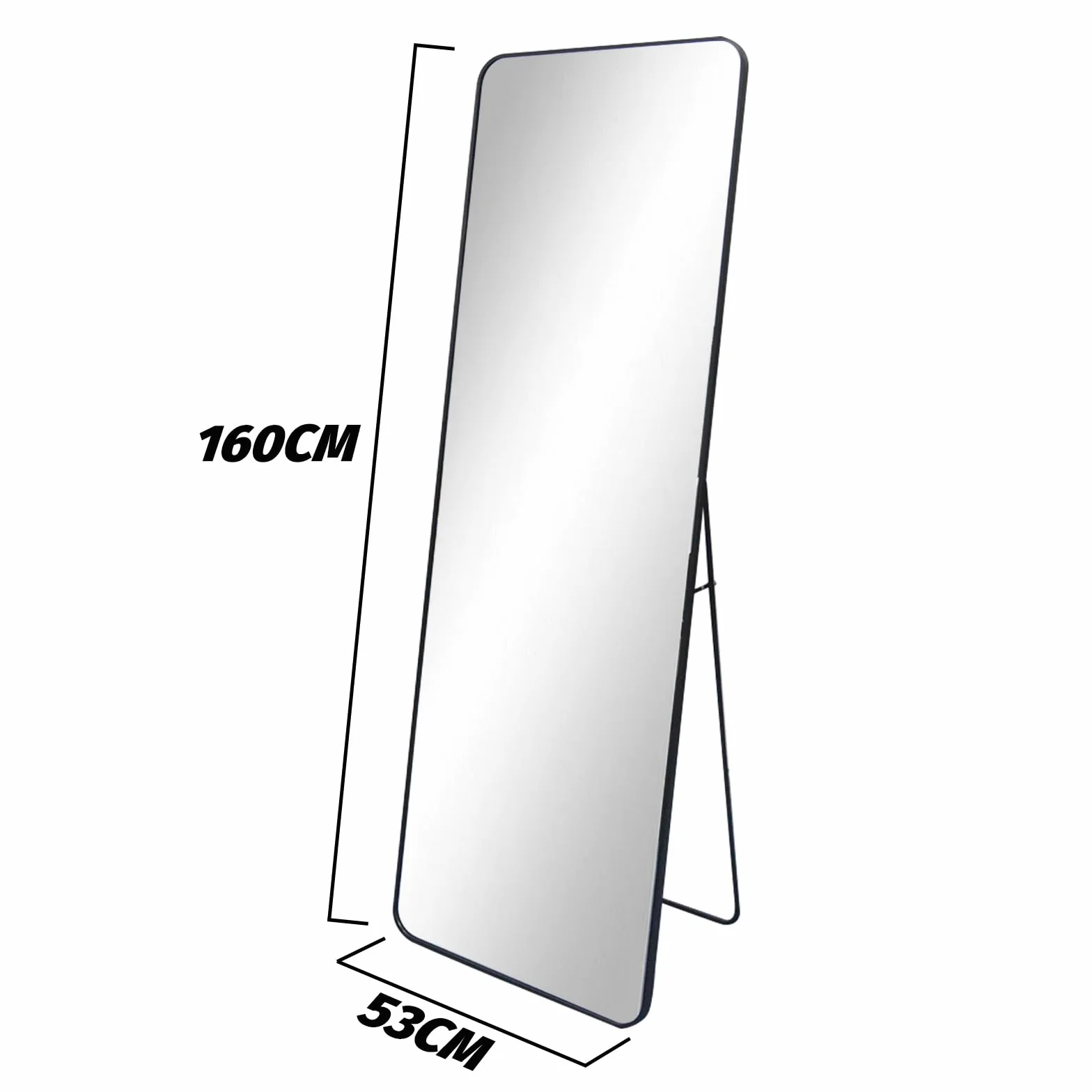 Kapler Arc Miroir sur pied 160 x 53 cm noir inclinable décoration salon