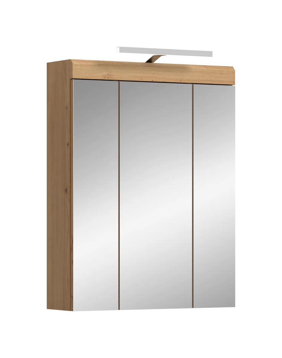 xonox.home Bad Scout X06N3726 Armoire à Pharmacie avec Miroir et éclairage Imitation chêne Artisanal, env. 60 x 79 x 18 cm
