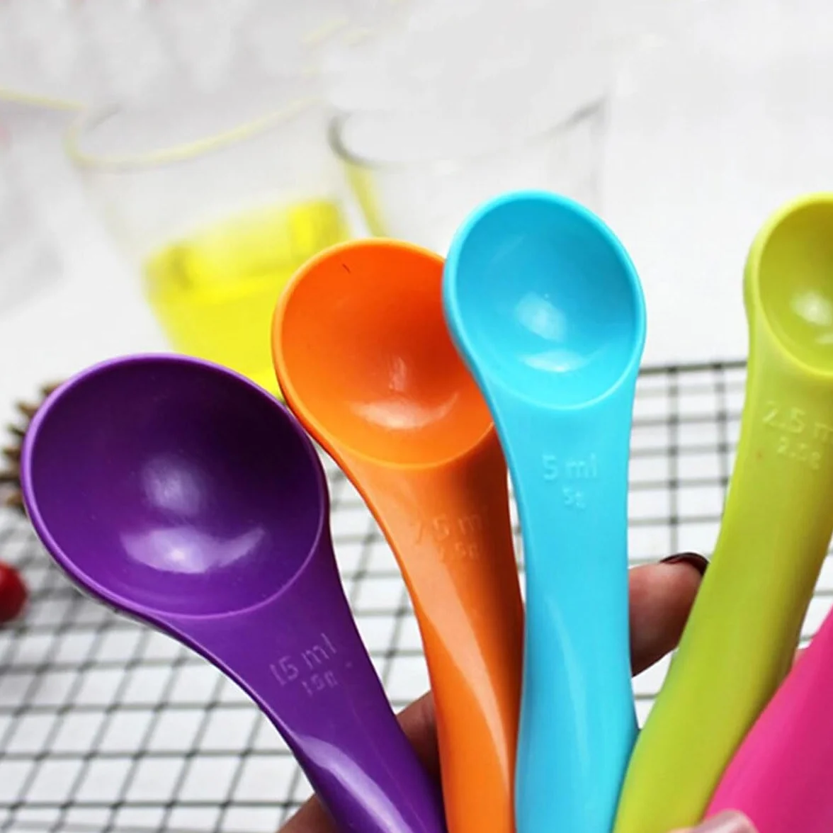 Cuillères à mesurer Lot de 5 colorées plastique mesure liquides poudres