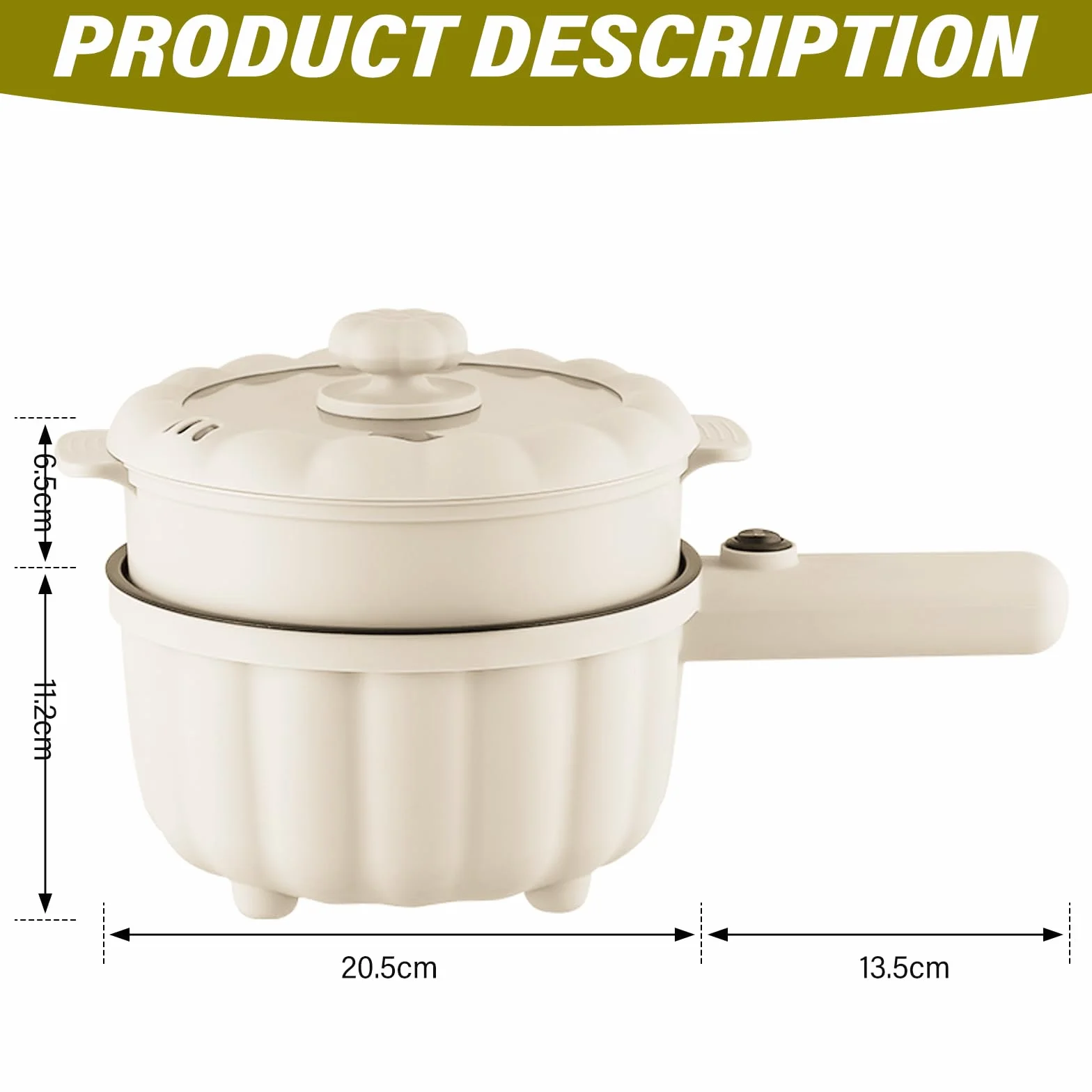 BORDEAG Pot à chaud électrique 2 L avec cuiseur vapeur antiadhésif, mini poêle électrique réchaud rapide
