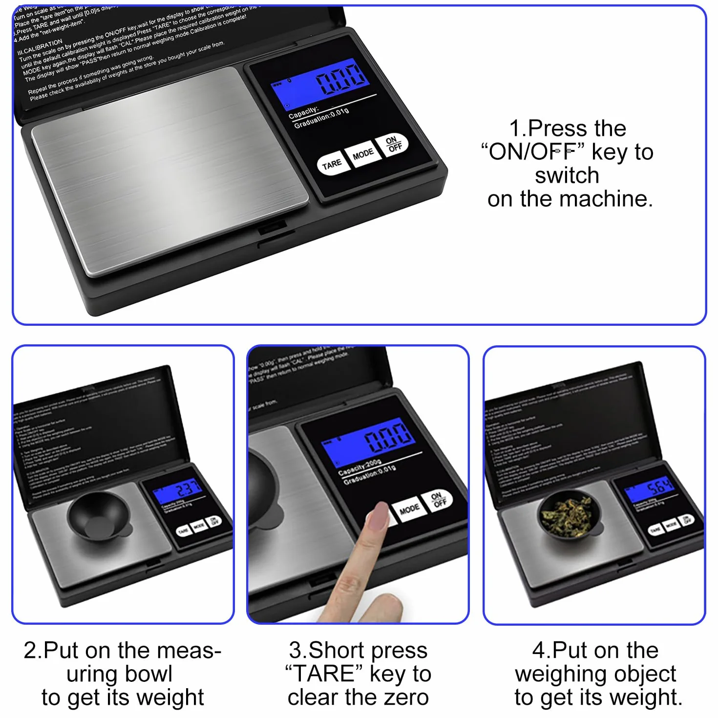 GeekerChip Balance de Precision 500g/0.01g Écran LCD Rétroéclairé Balance de Cuisine Numérique avec Tare