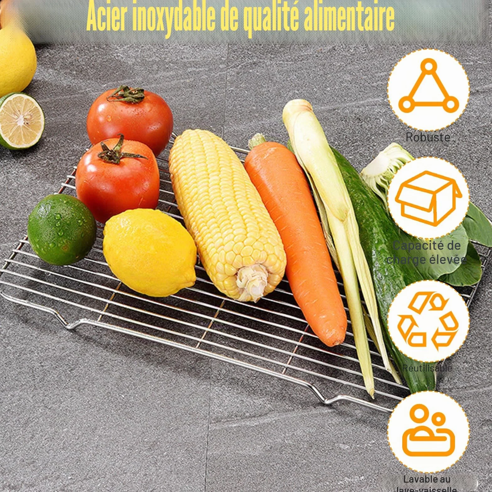 Grille Patisserie Acier Inoxydable 31x20x1.5 cm Refroidissement Rectangulaire