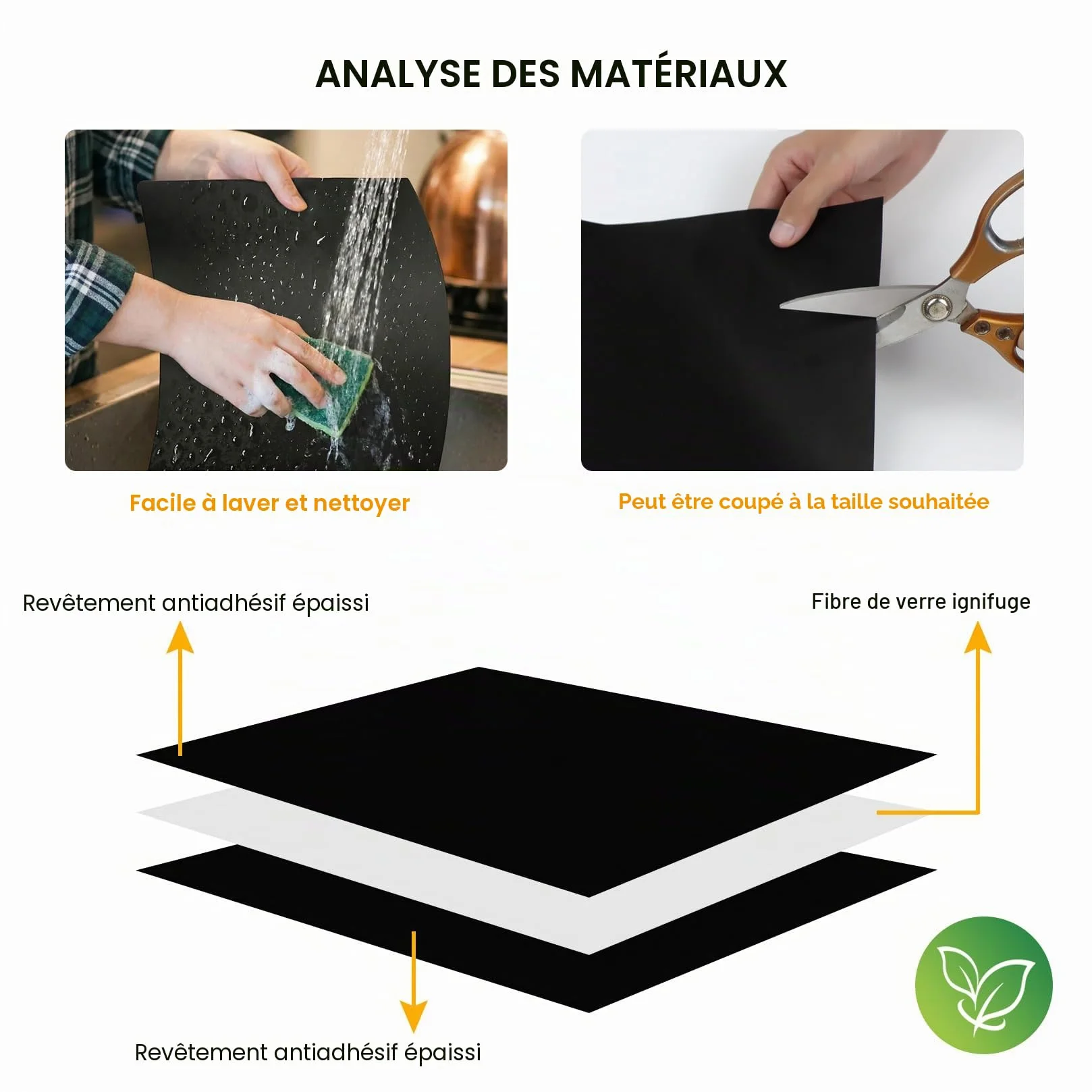 Tapis de Four Réutilisables Anti-adhésif 40 x 33 cm Protection Fond de Four pour Grill Gaz Électrique