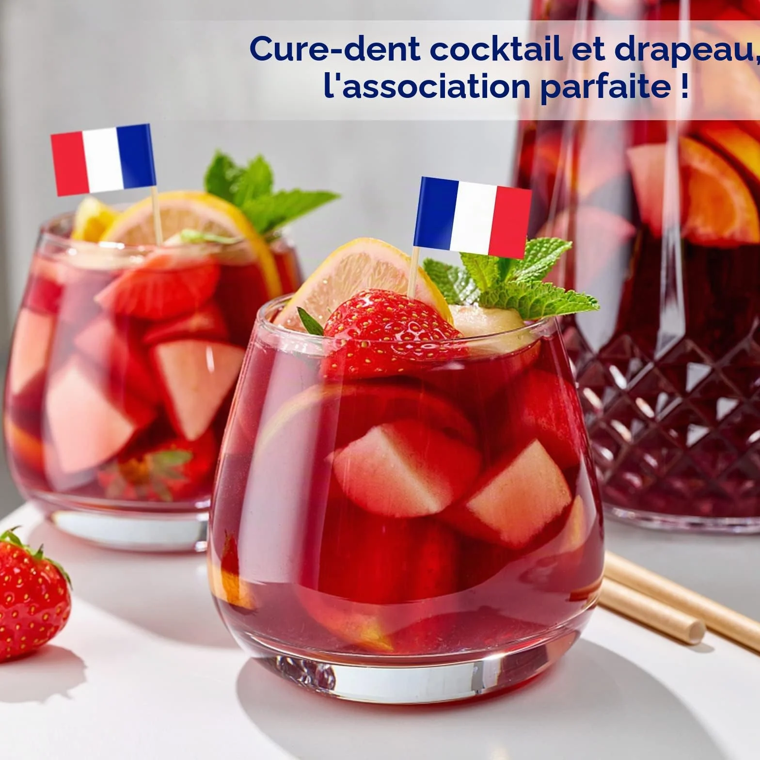 Drapeau Cure-dent France 100PCS Pic Francais Topper Coupe Décoration Jardin Bar Fête