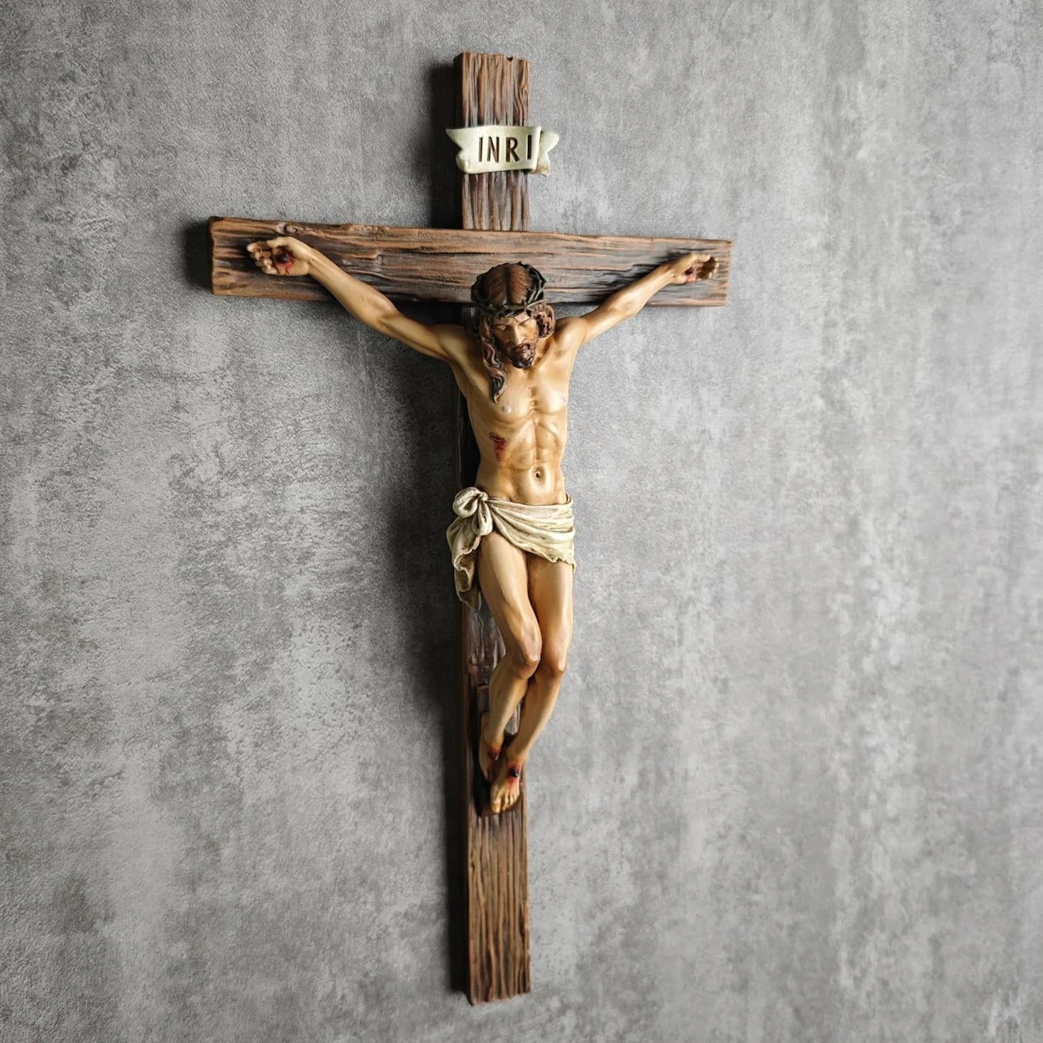 NOVACENTIX Croix murale catholique Jésus-Christ 25,4 cm Sculpture Renaissance faite à la main