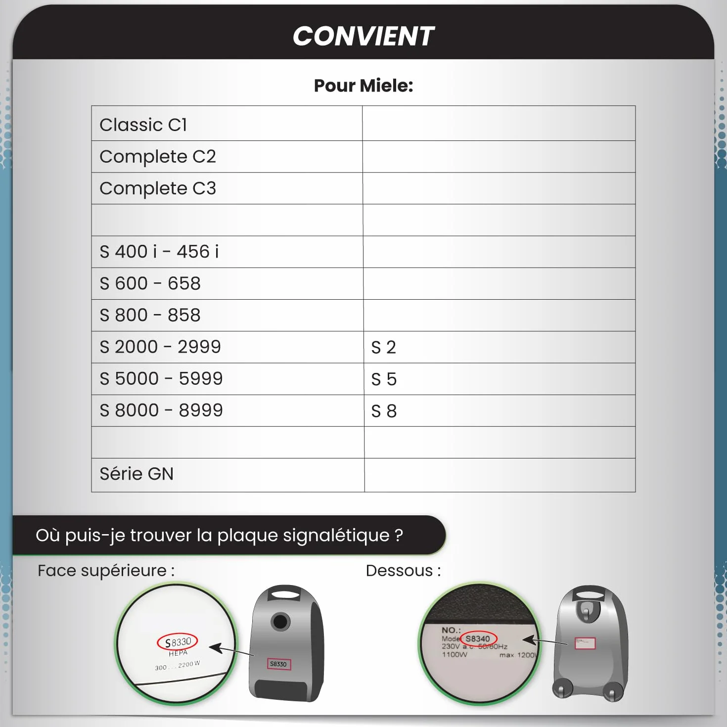 McFilter 16 sacs à poussière compatibles Miele série GN S2 S4 S5 S6 S8 Complete C2/C3 Classic C1 8 filtres inclus MAXI BOX