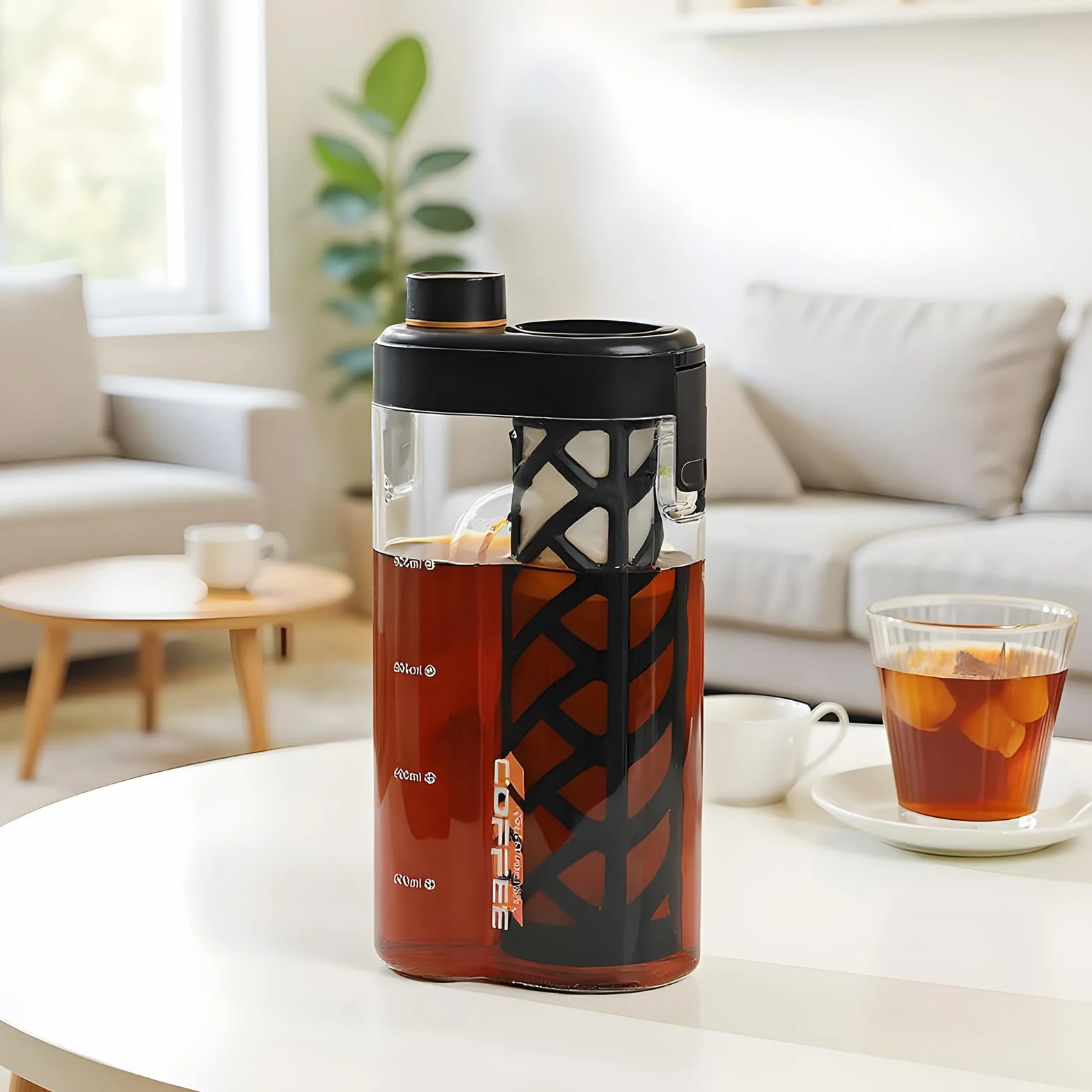 Bouteille de thé portable Cold Brew Coffee Maker Mattista de café froid anti-fuite filtre fin en maille 350 ml