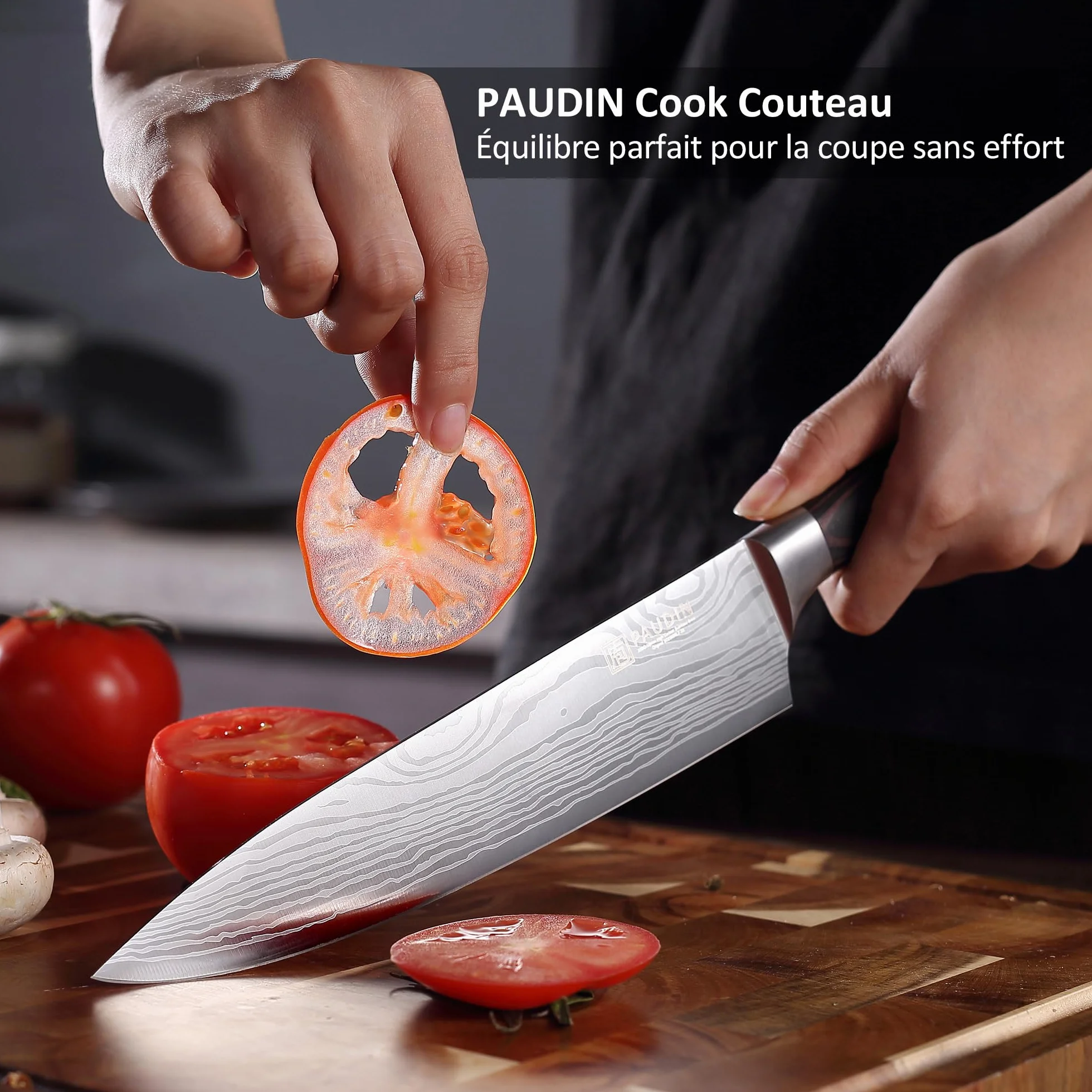 PAUDIN Couteau Cuisine Professionnel Acier Inoxydable Allemand 20cm 17cm 13cm