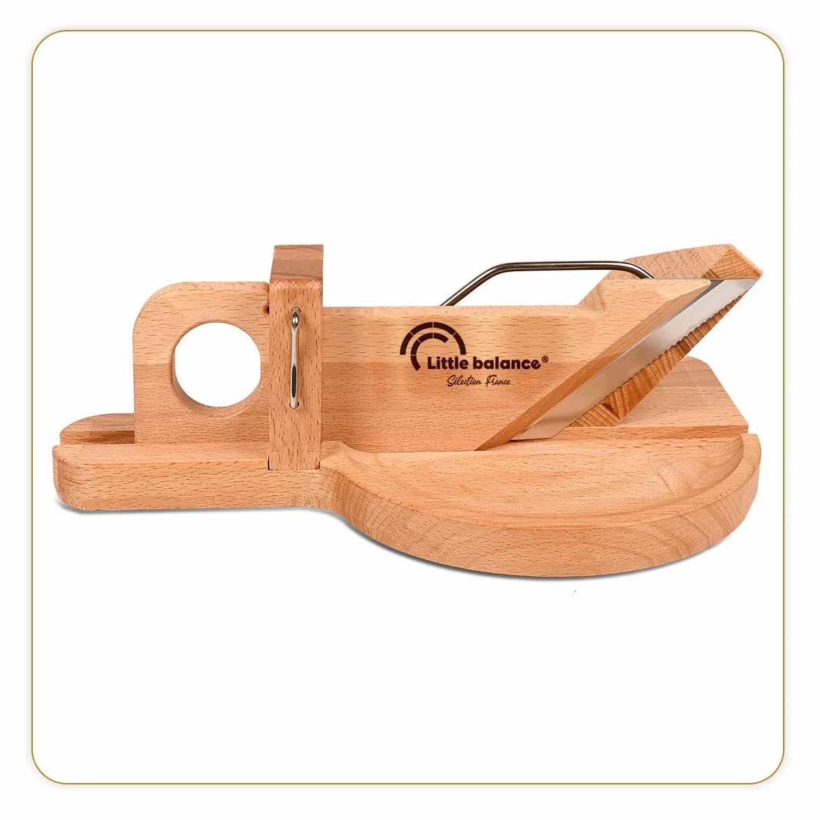 Guillotine à saucisson La Conviviale Little balance 8422 Lame inox Esprit de Thiers Bois Hêtre