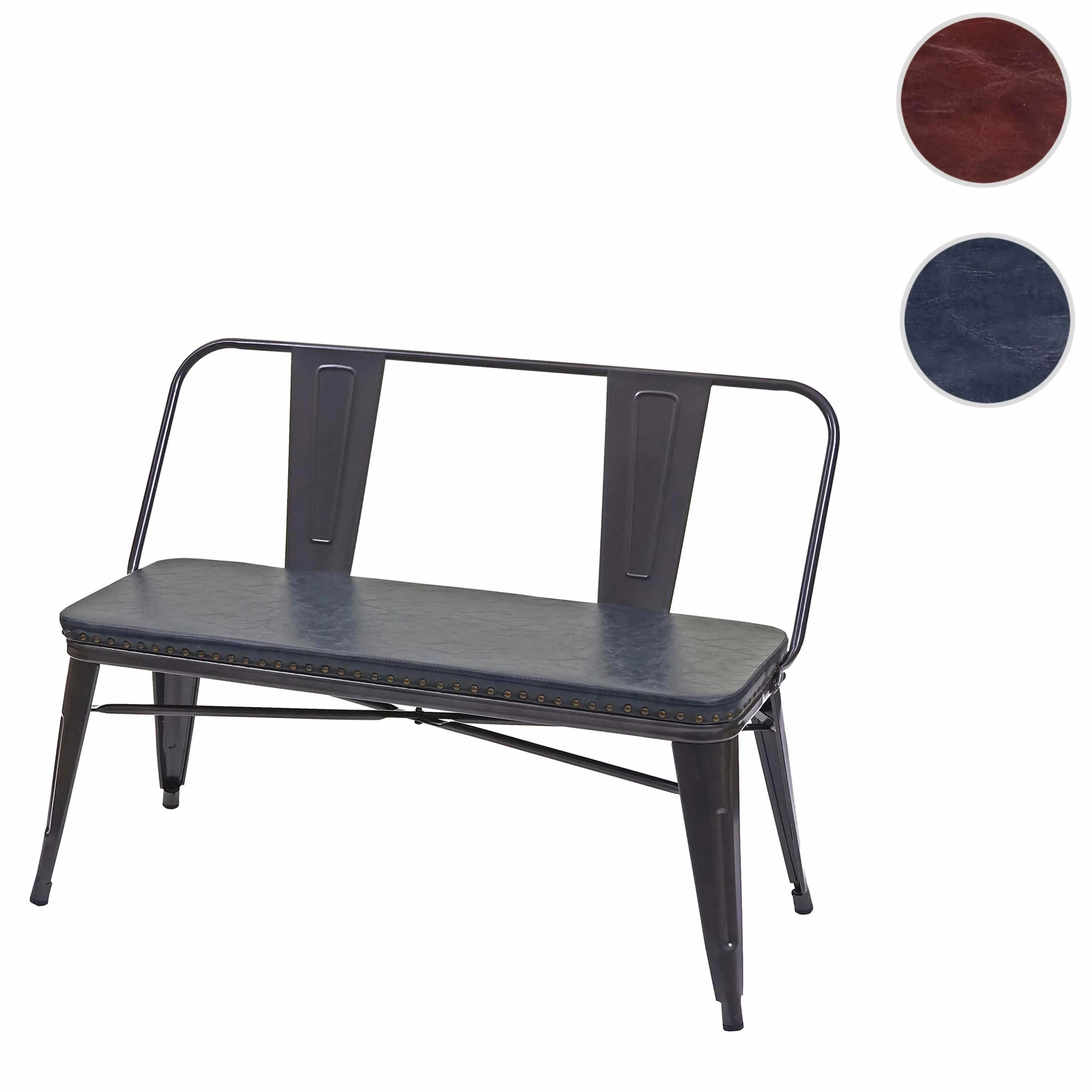 Mendler Banc à 2 Places Similicuir Noir Gris HWC-H10