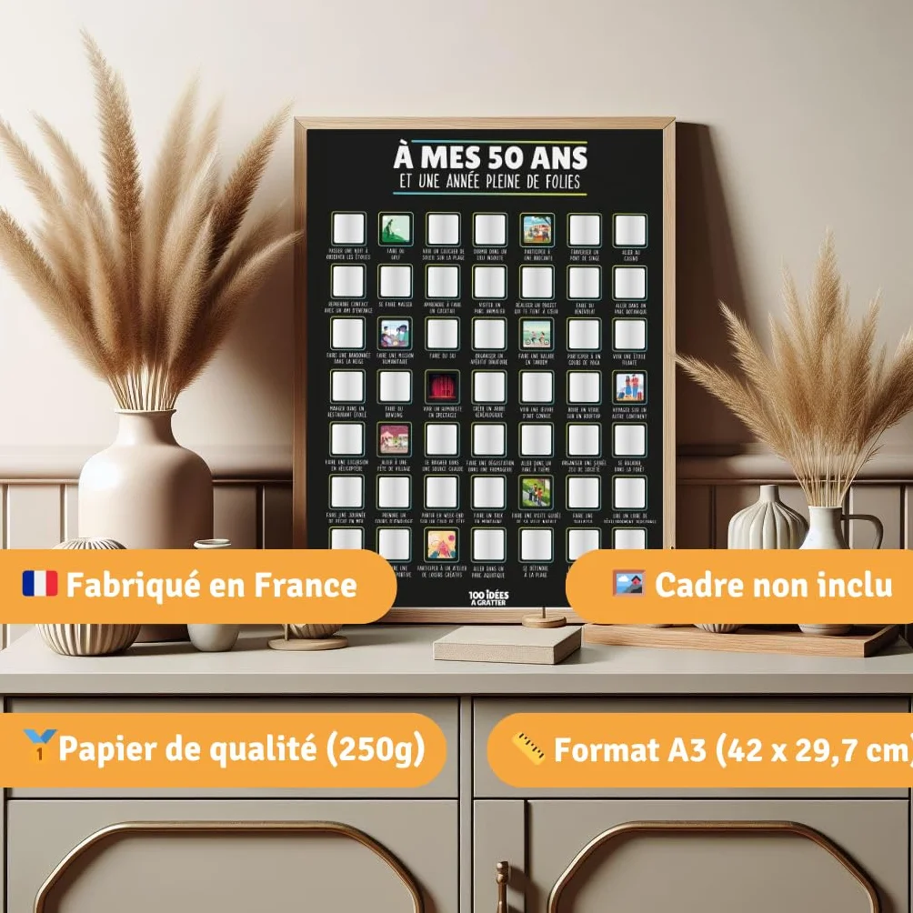 Affiche à Gratter Anniversaire 50 ans - Cadeau Original