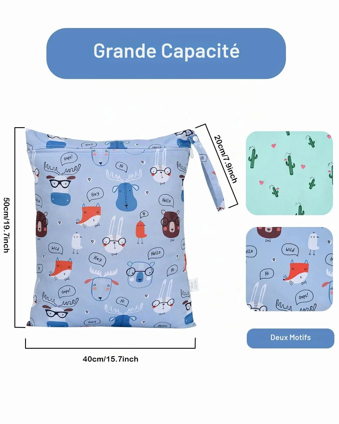 Sac à Couches Lavables 32x40cm Étanche Réutilisable Piscine Voyage Imperméable 2 Pièces