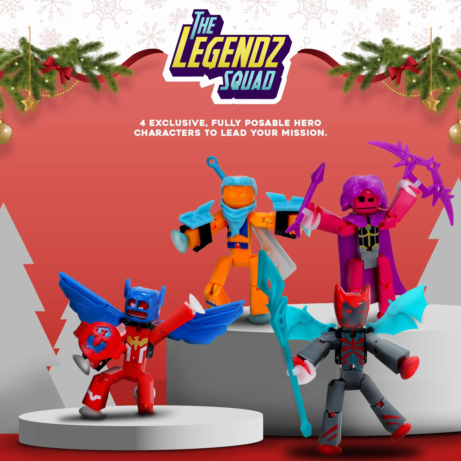 Zing Calendrier de l'Avent Stikbot Figurines à collectionner Hero Save Christmas avec Stikbots exclusifs
