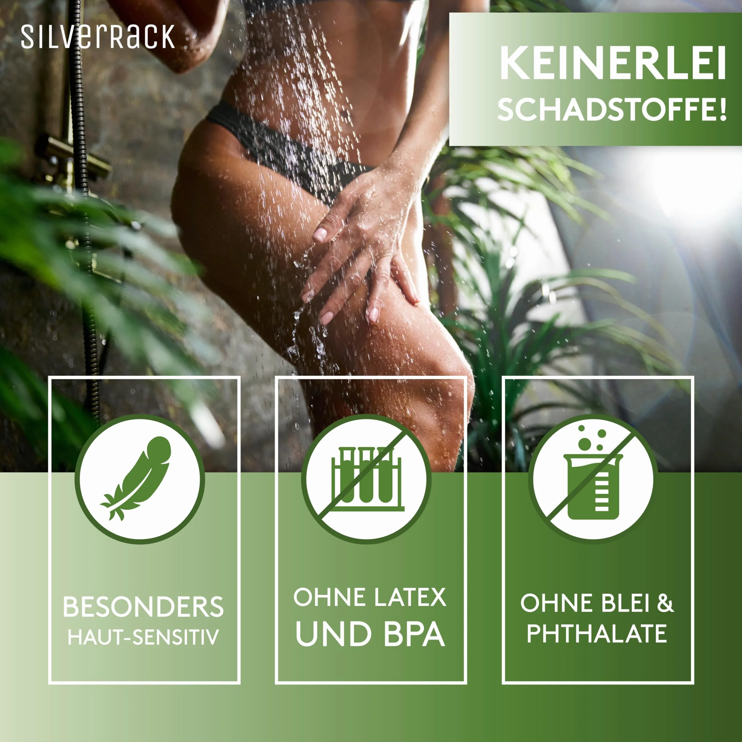SilverRack DermaSensitivo Tapis de douche antidérapant 53 x cm gris sans BPA pour enfants bébés