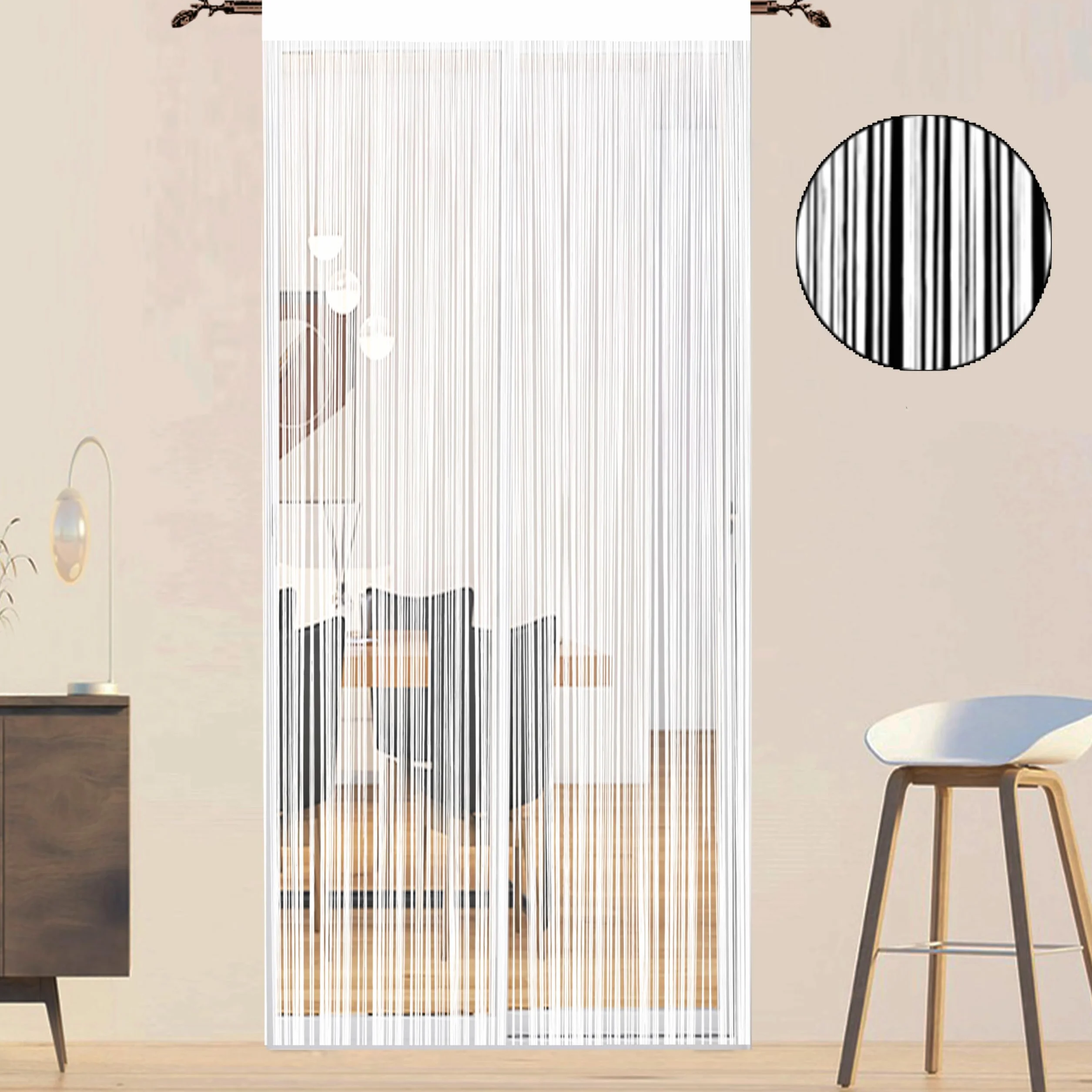 Rideau Anti Mouches Porte Extérieur 90 x 245 cm Blanc Moustiquaire Fenêtre