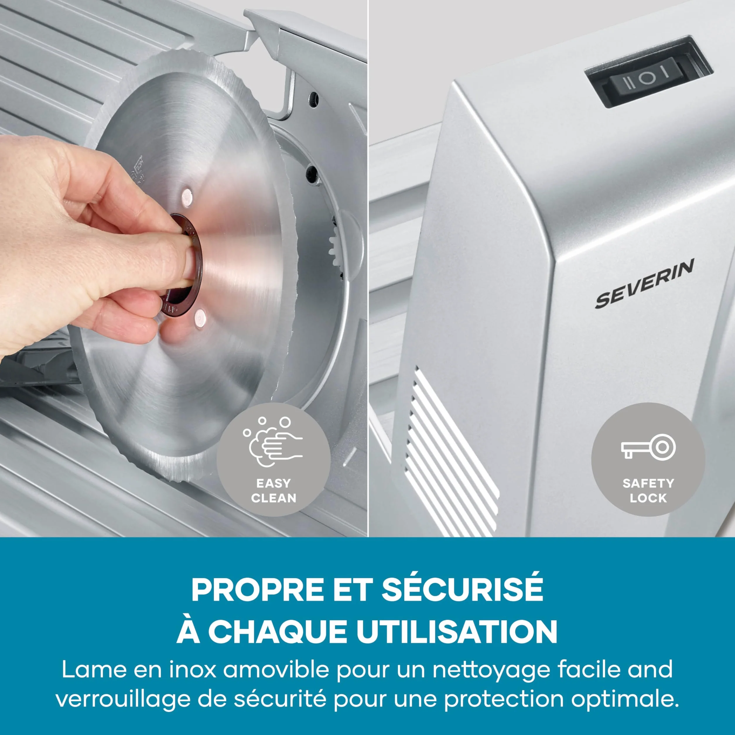 SEVERIN Trancheuse universelle 150 W, AS 3917, lame inox, gris/inox
