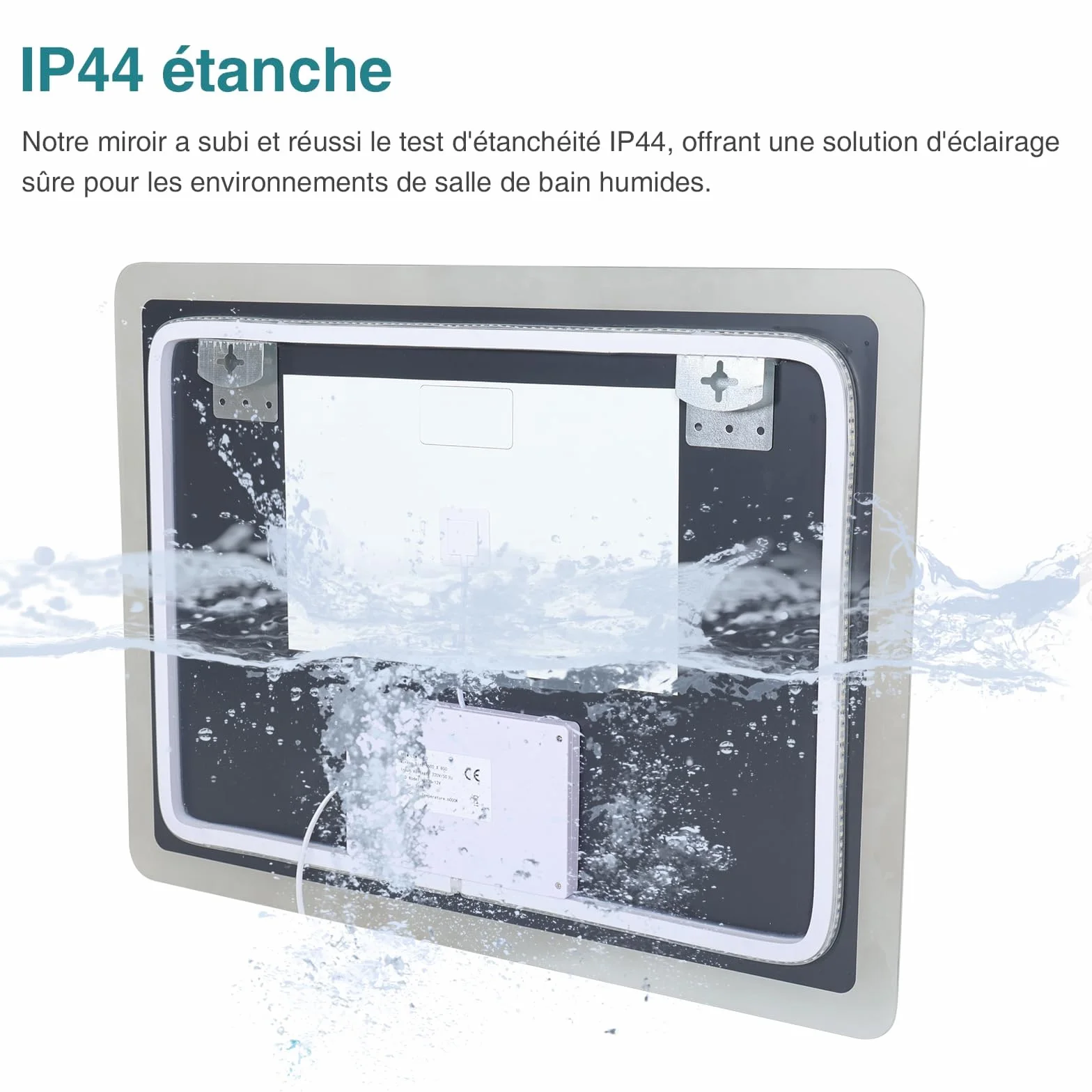 YOURLITE Miroir Salle de Bain LED 80x60 cm Dimmable 3 Couleurs Antibuée Affichage Horloge Température IP44 Blanc
