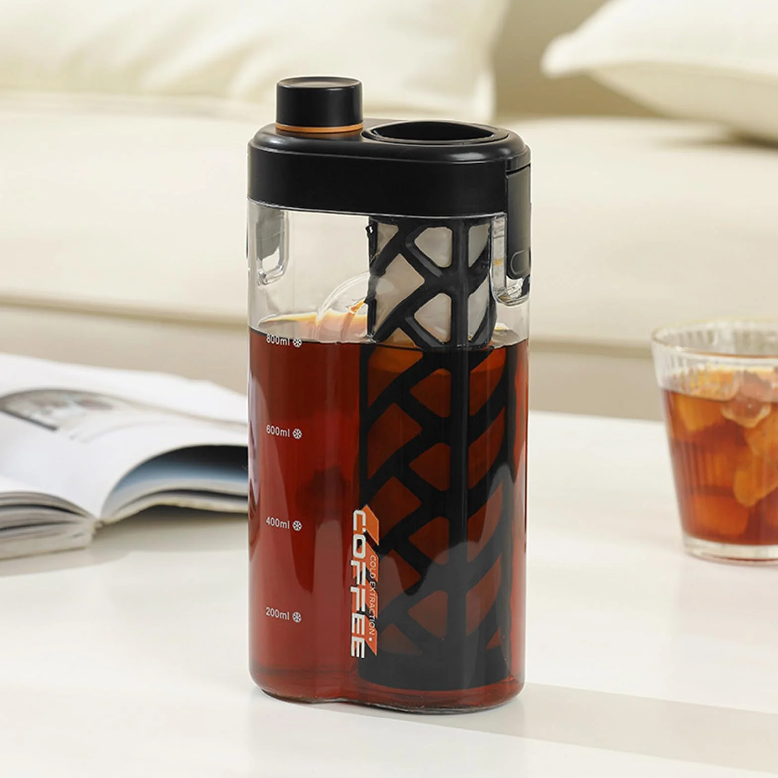 Bouteille de thé portable Cold Brew Coffee Maker Mattista de café froid anti-fuite filtre fin en maille 350 ml