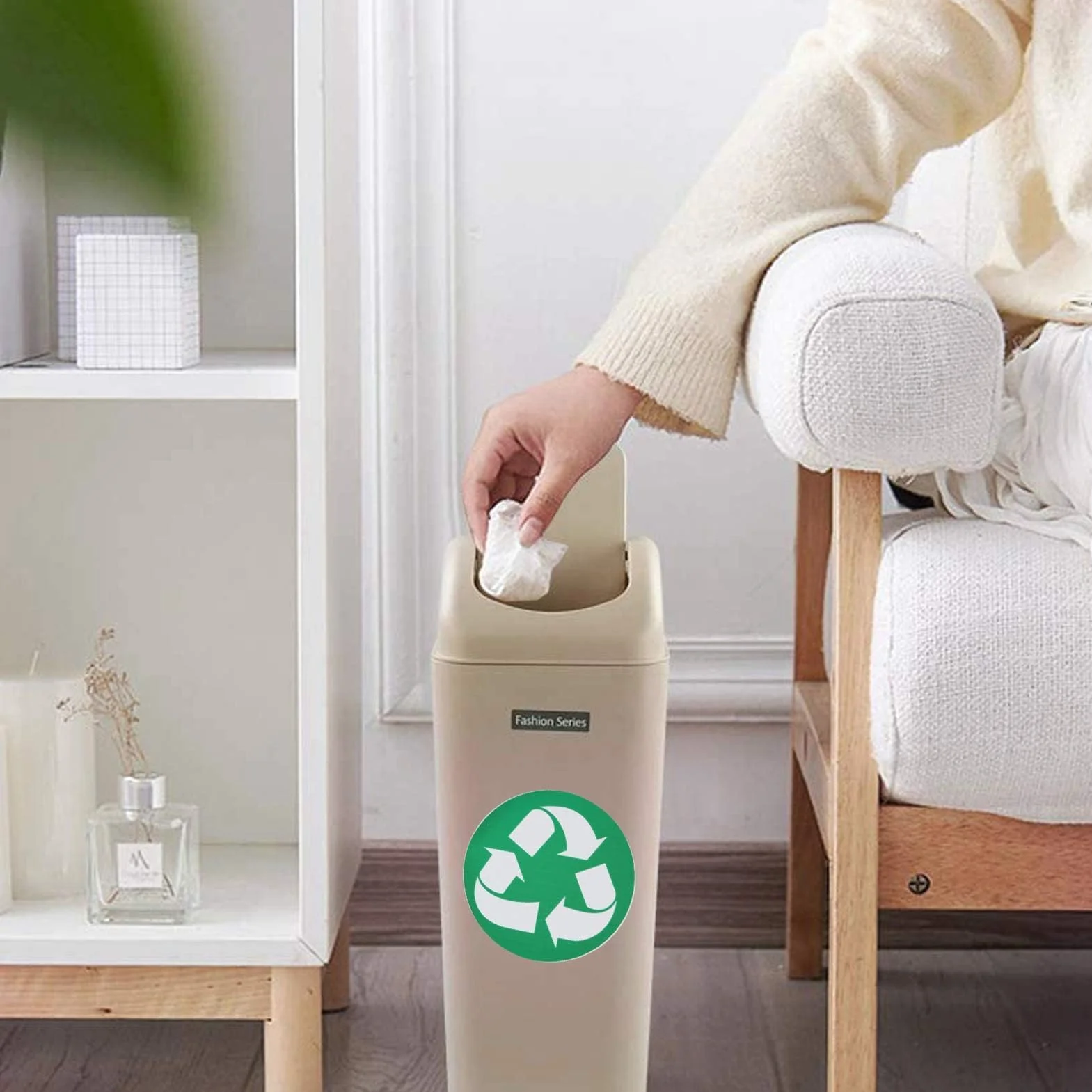 Autocollant de Recyclage HERCHR, Pack de 18 Autocollants Vinyle pour Poubelle Intérieur Extérieur