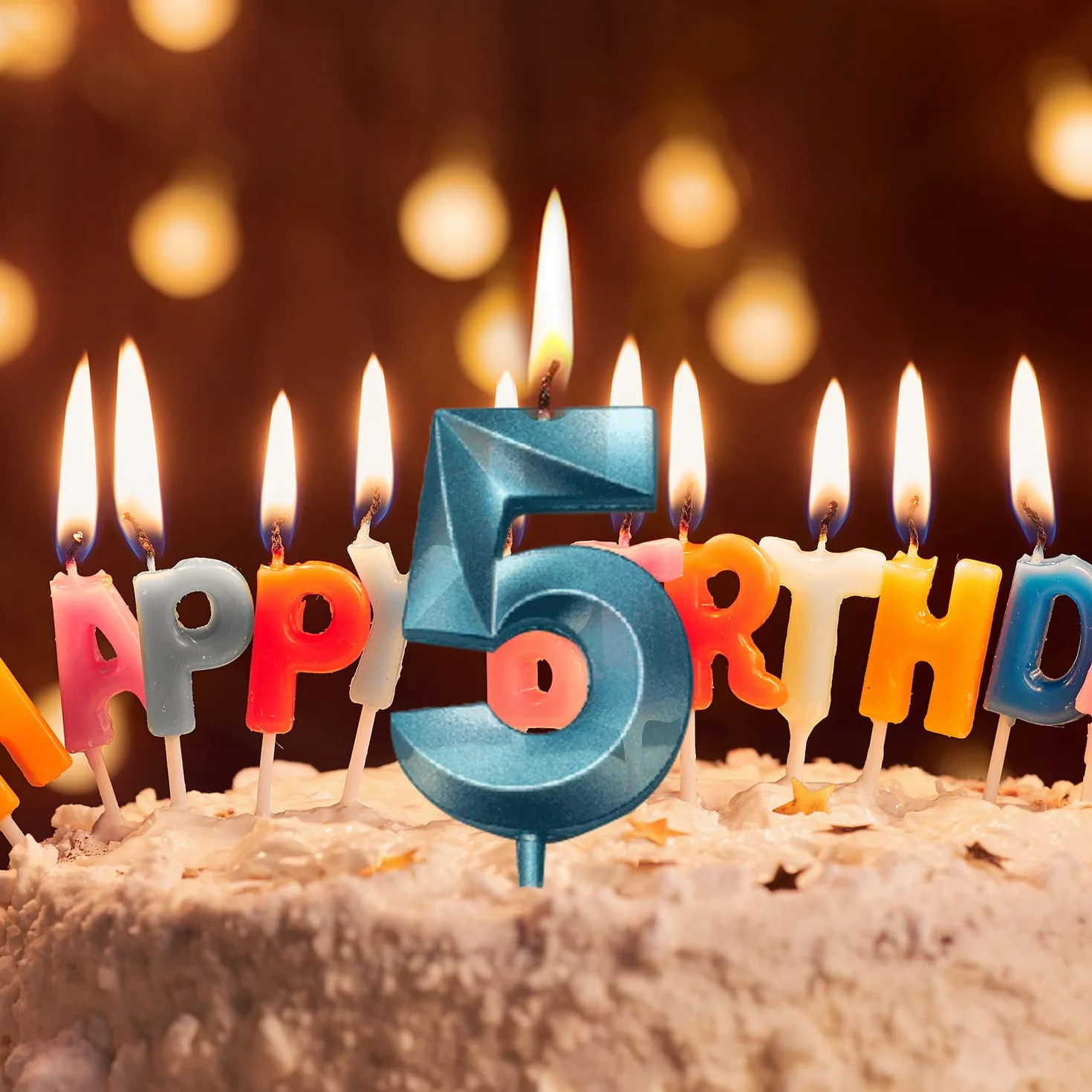 Bougies d'anniversaire Numéro 9 3D Bleu Chiffre 9 Décoration Gâteau Topper pour Enfants Adultes