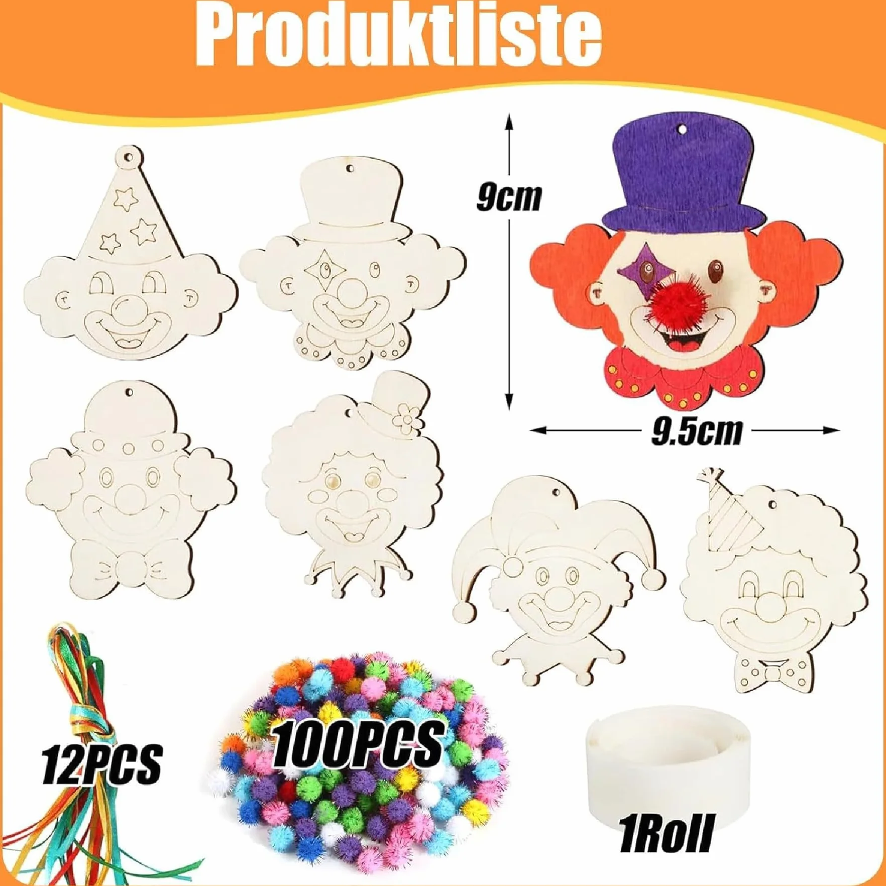 Ensemble de Bricolage Clown 12 Pièces Décoration Faite à la Main Thème Cirque Kit Pâques Enfant Activité Manuelle