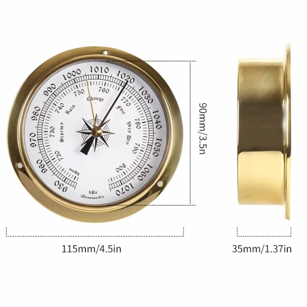Horloge de Marée Cuivre 115 mm Bateau Station Météo Suspendu
