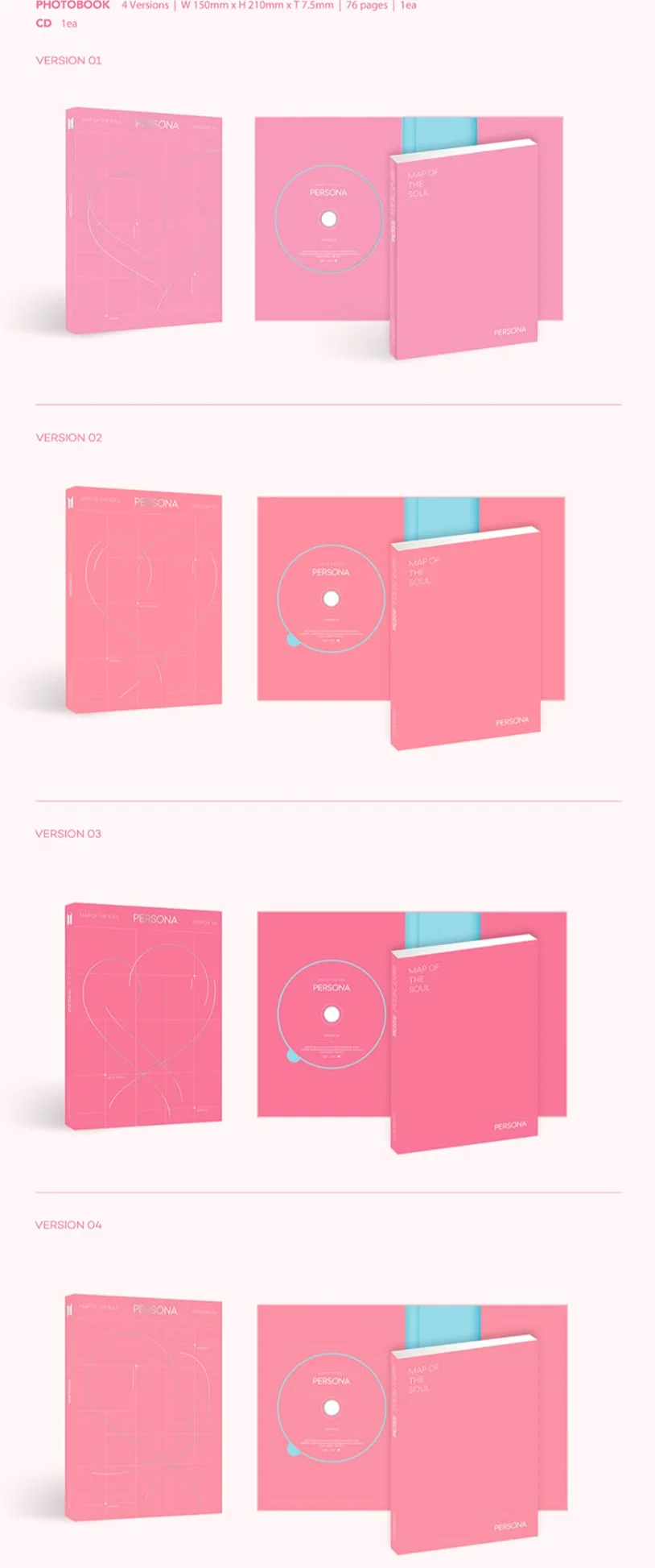 BTS MAP OF THE SOUL PERSONA Ver. 3 Photobook Photocard Photo Film Postcard Set