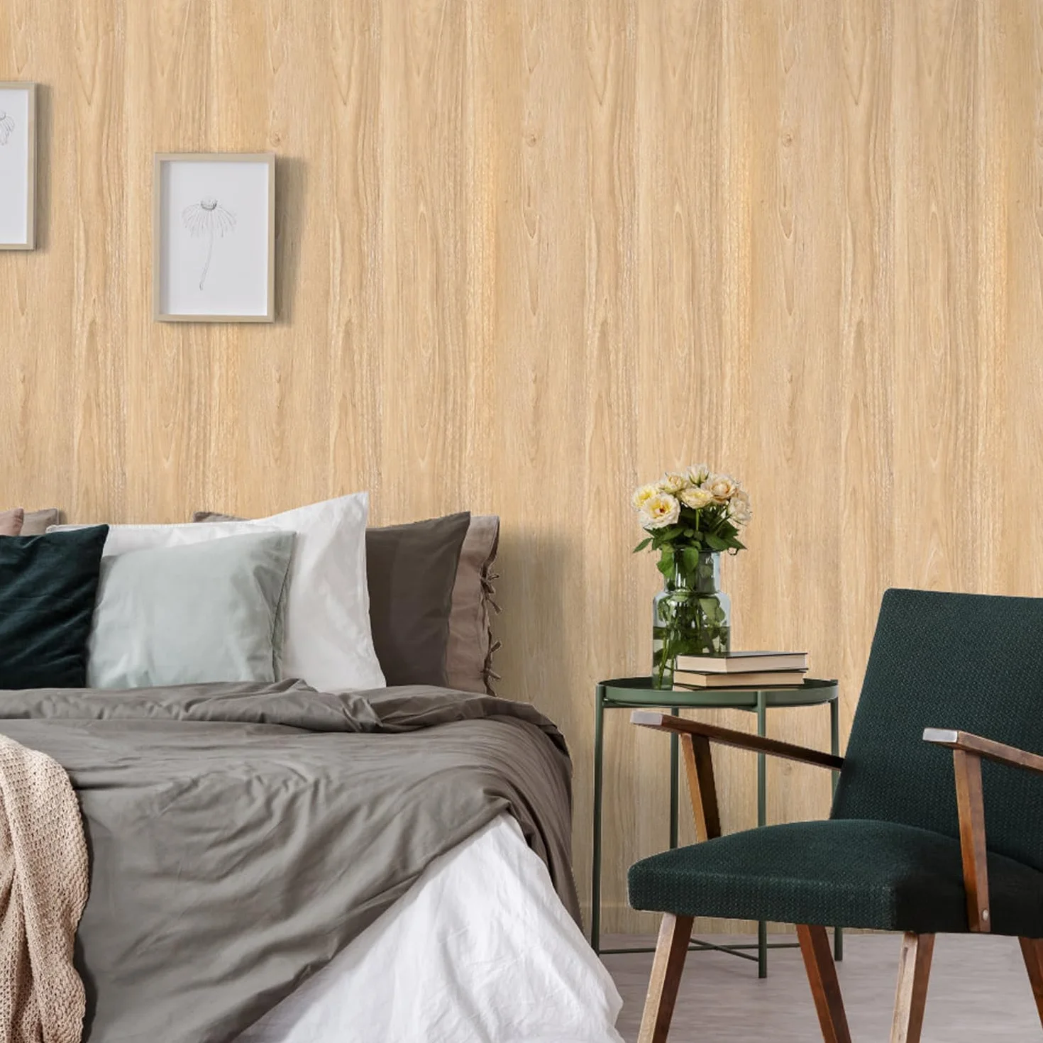 Arthome Papier Peint Adhésif Clair Marron Chêne Bois 40cmx3m Naturel Grain rayé Rustique Amovible Imperméable Vinyle