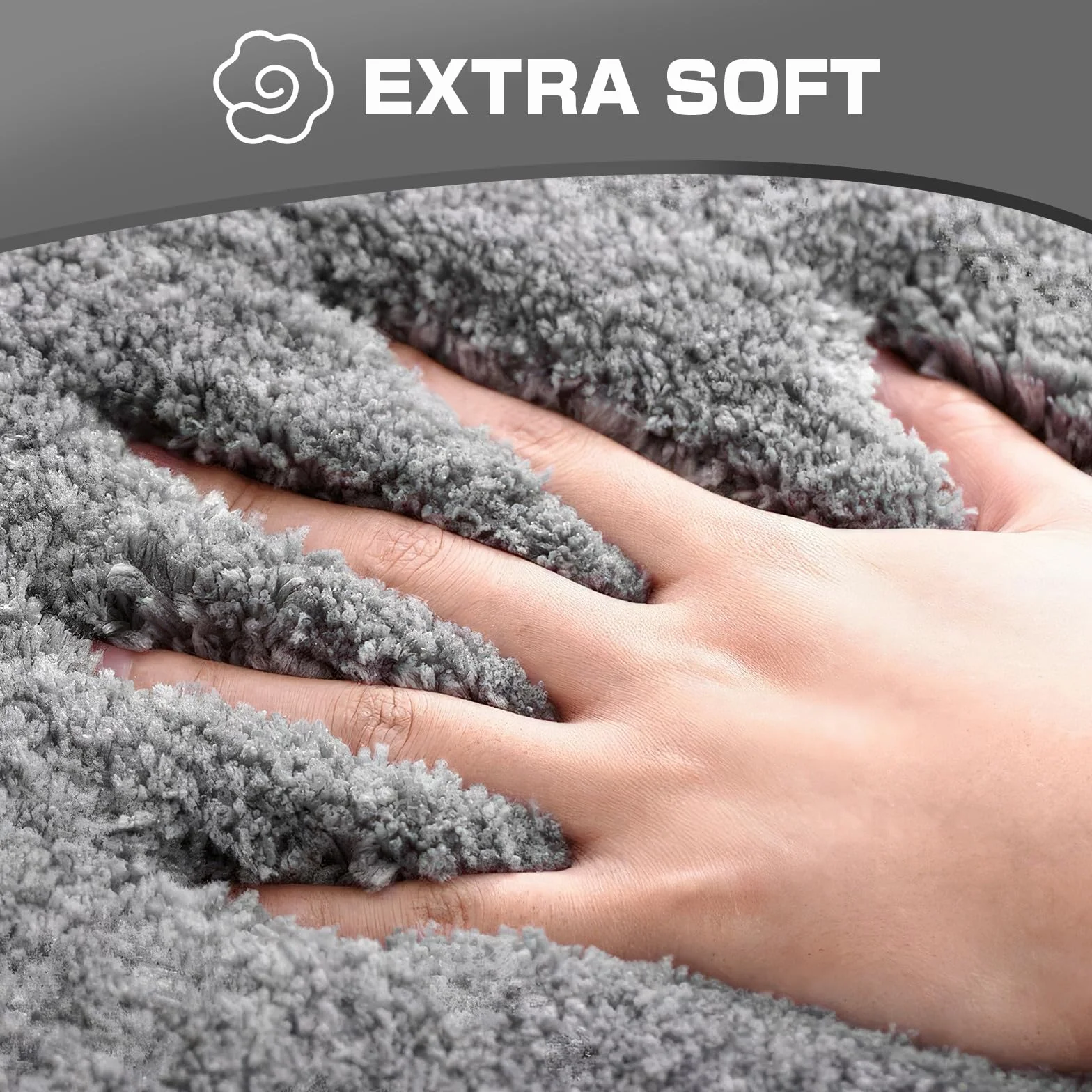 Tapis de bain en microfibre 40 x 60 cm gris super absorbant 2 cm