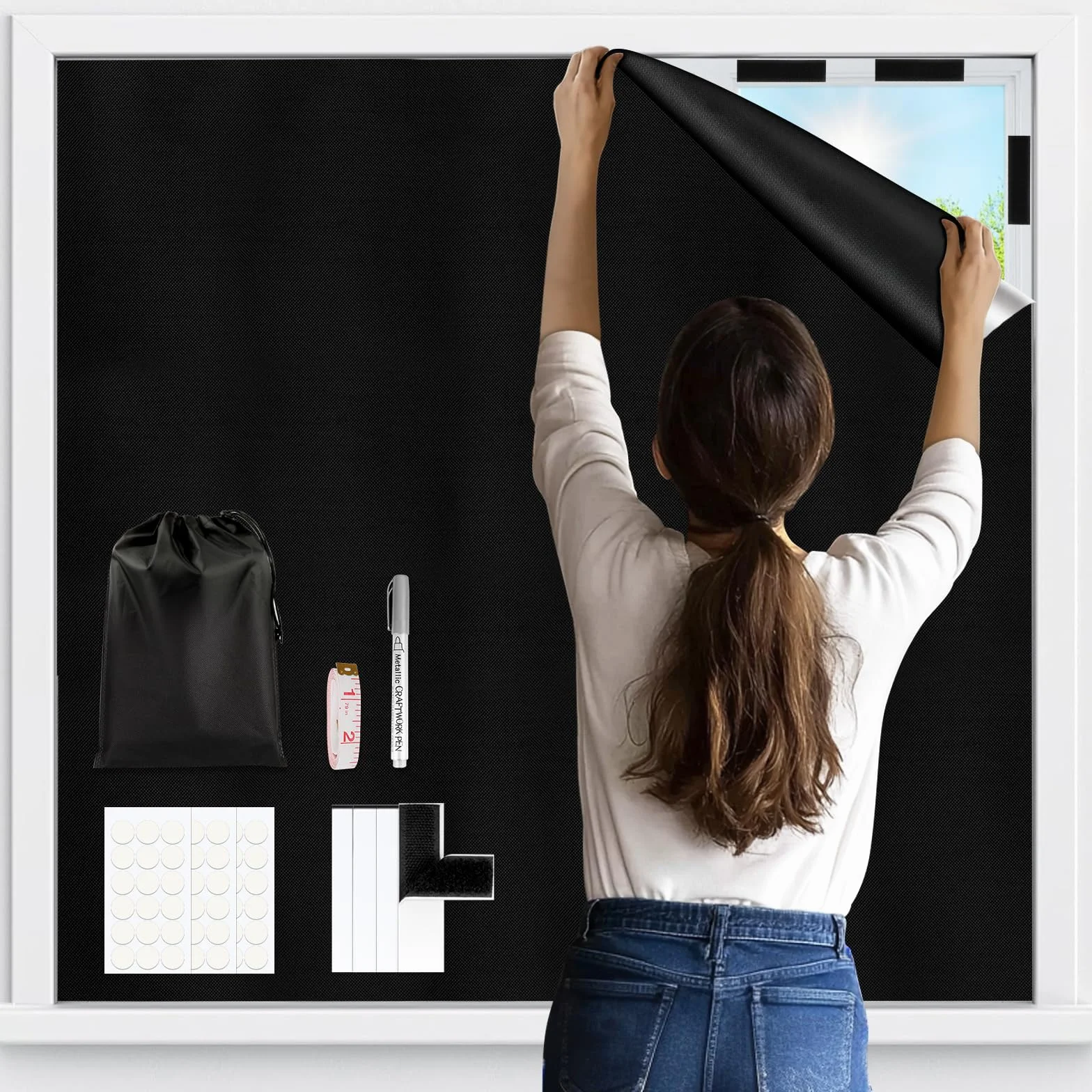 Store Occultant sans Percage 200x148cm, Rideau Thermique Anti Chaleur, Tissu Opaque pour Fenêtre de Toit Velux