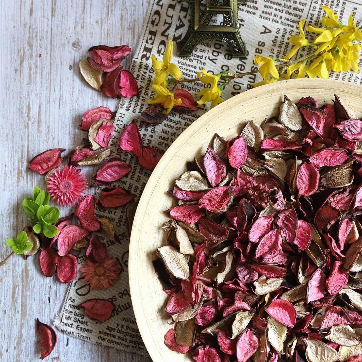Qingbei Rina Pot Pourri Parfumé Naturel 240g Décoration Maison Centre de Table Arome Rose Frais