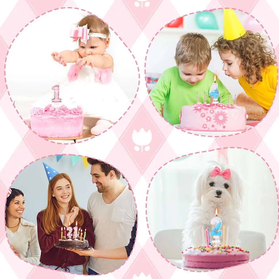 Bougies d'anniversaire Numéro 1, Bougie Chiffre 3D Rose, Décoration Gâteau Anniversaire