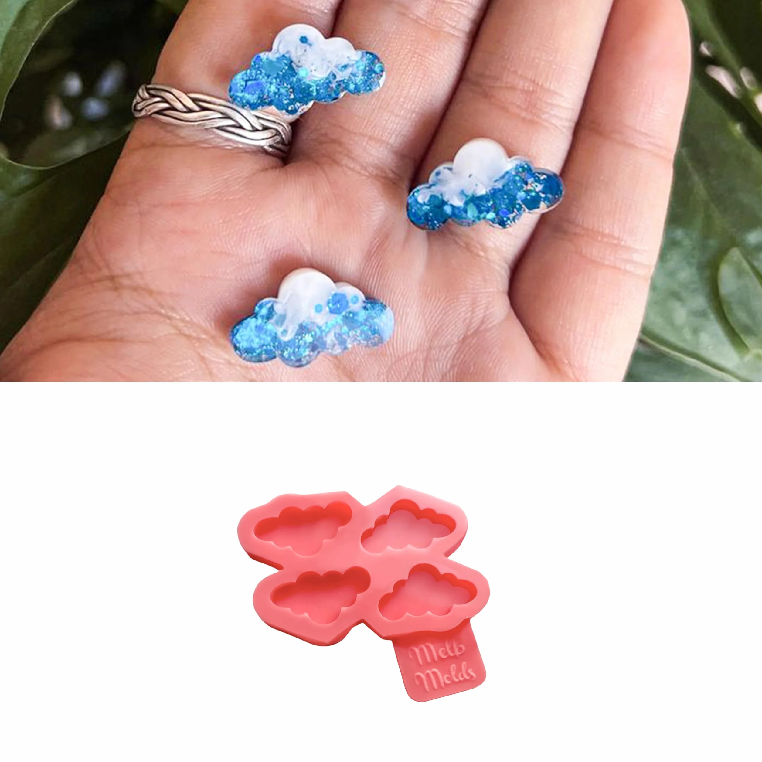 MelbMolds Moule en silicone pour résine époxy en forme de mini nuage : Créez des porte-clés et bijoux DIY