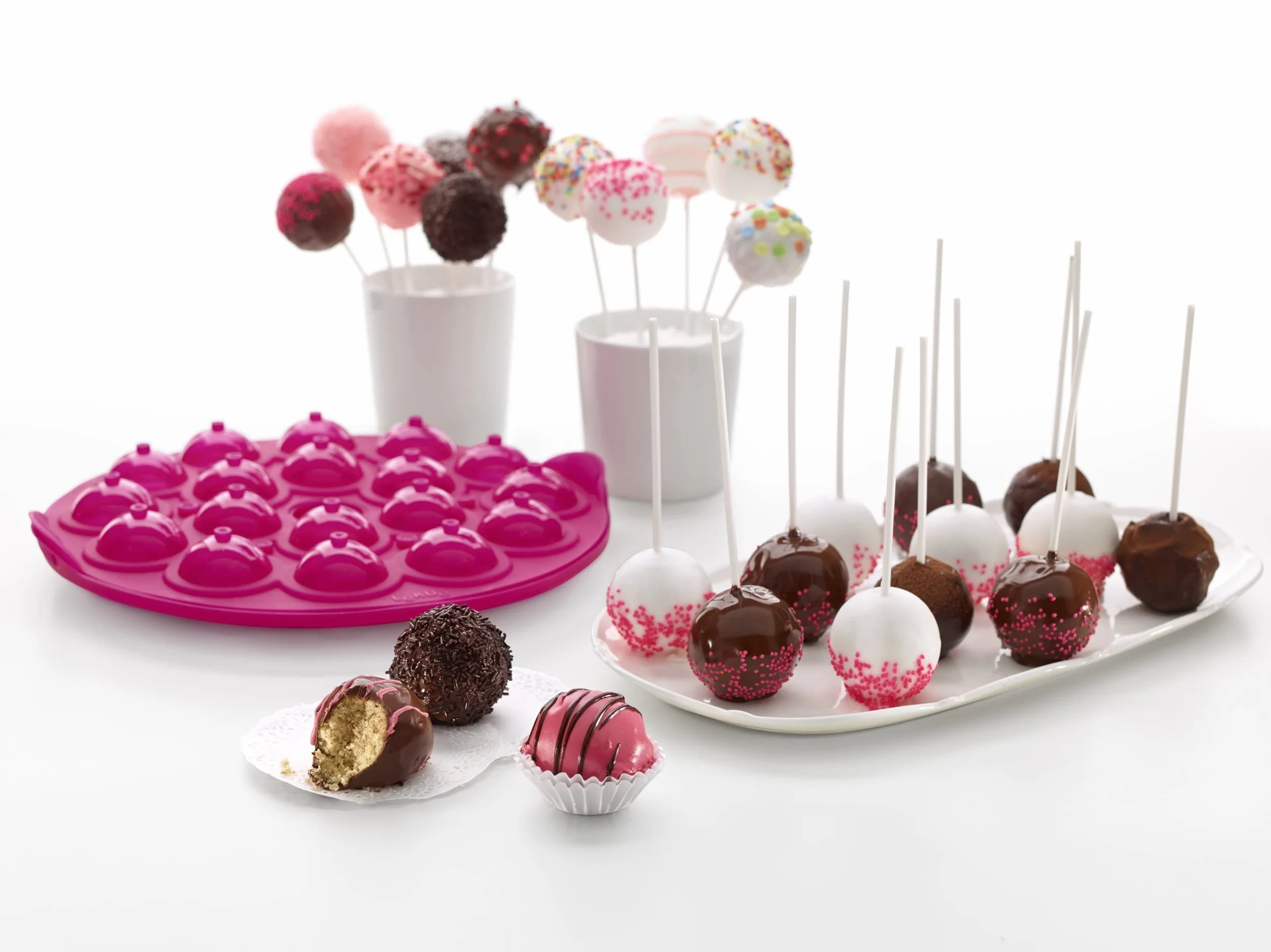 Lékué Cake Pop moule 18 Cavité Silicone 45 x 35 x 25 cm Rose