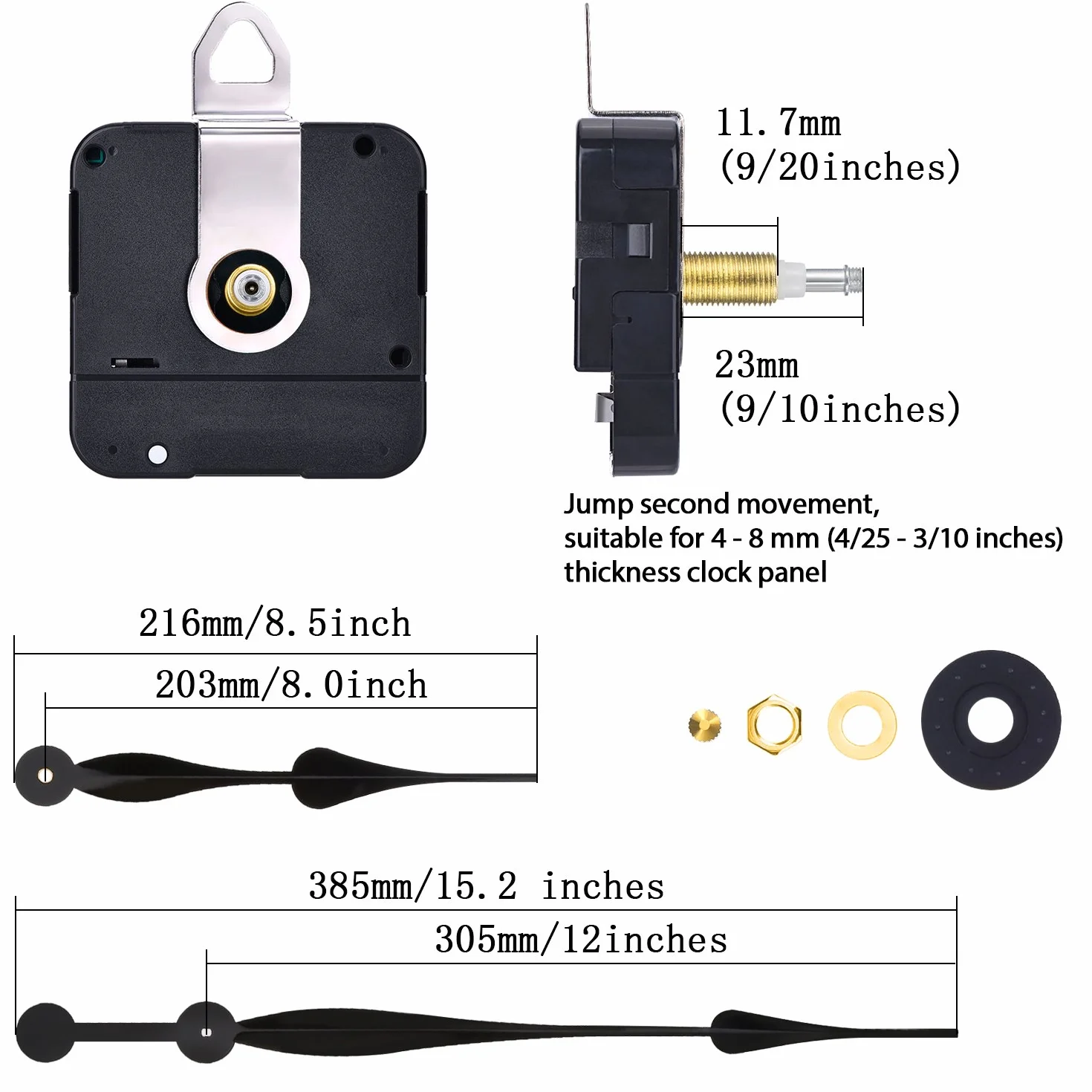 Horloge à Quartz à Couple Élevé Mouvement de Remplacement avec Mains Spade 12 Pouces