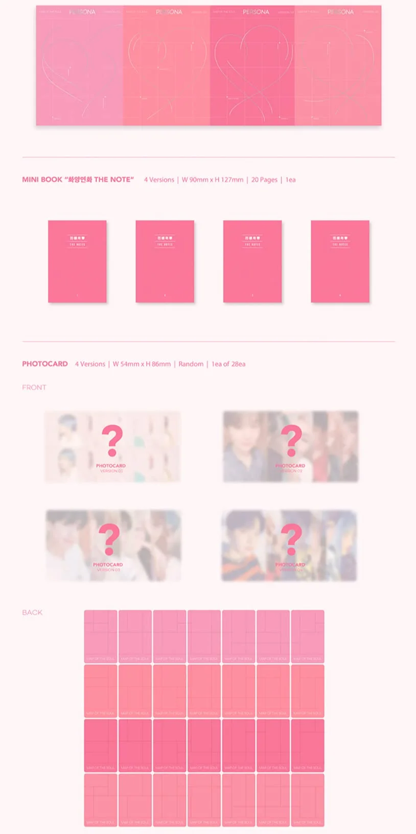 BTS MAP OF THE SOUL PERSONA Ver. 3 Photobook Photocard Photo Film Postcard Set