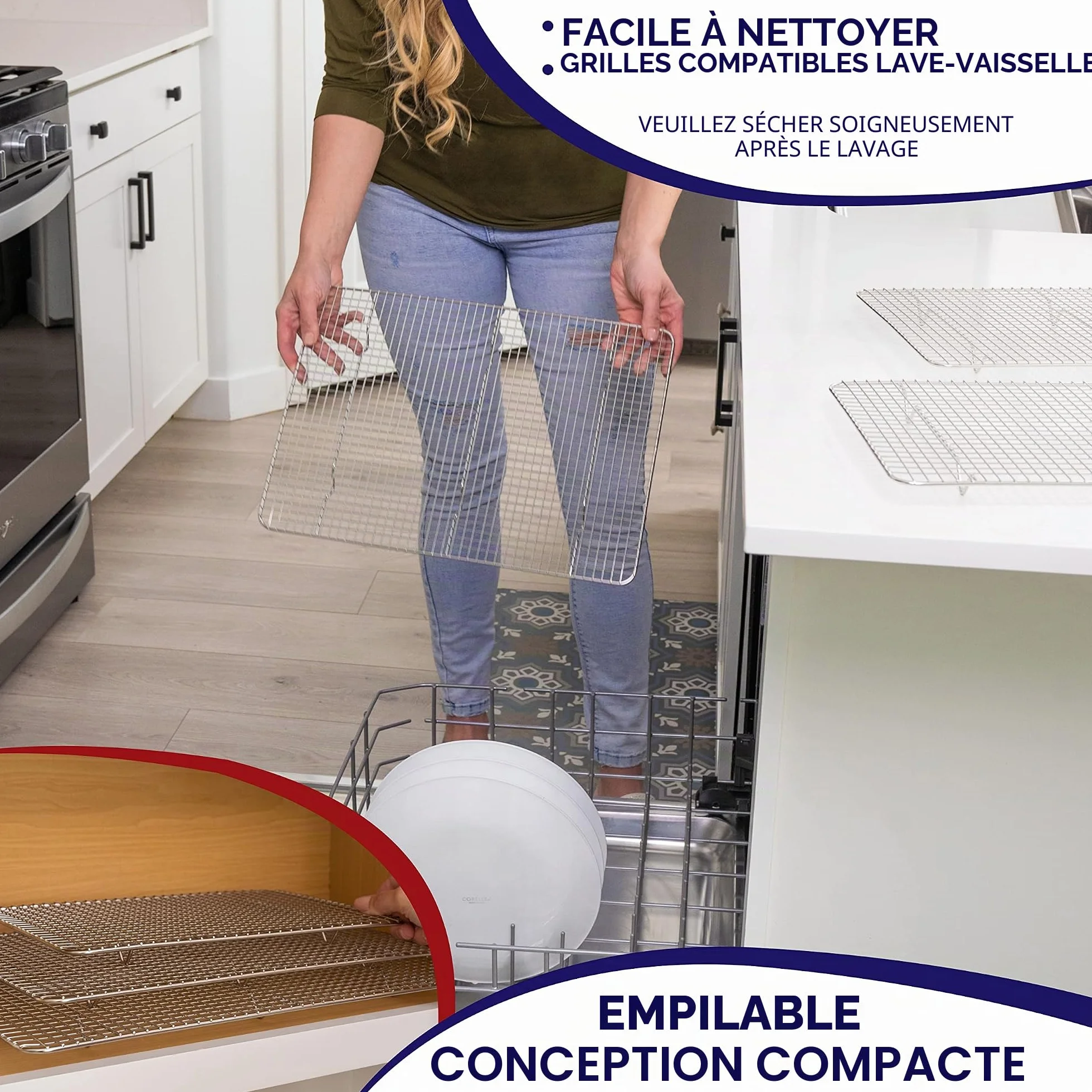KITCHENATICS Grille en Acier Inoxydable Volette de Refroidissement Cuisson 29,97 x 42,93 cm