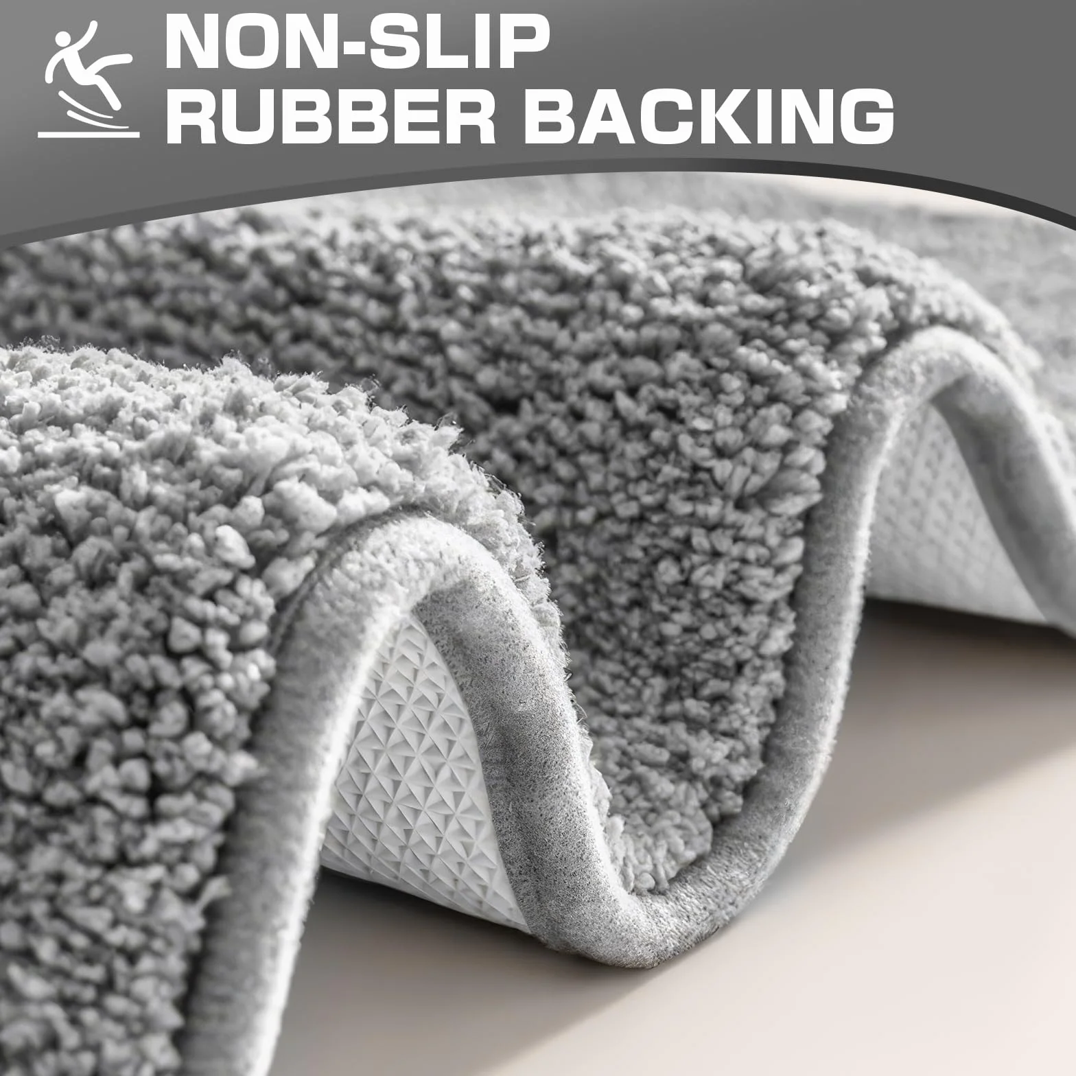 Tapis de bain en microfibre 40 x 60 cm gris super absorbant 2 cm