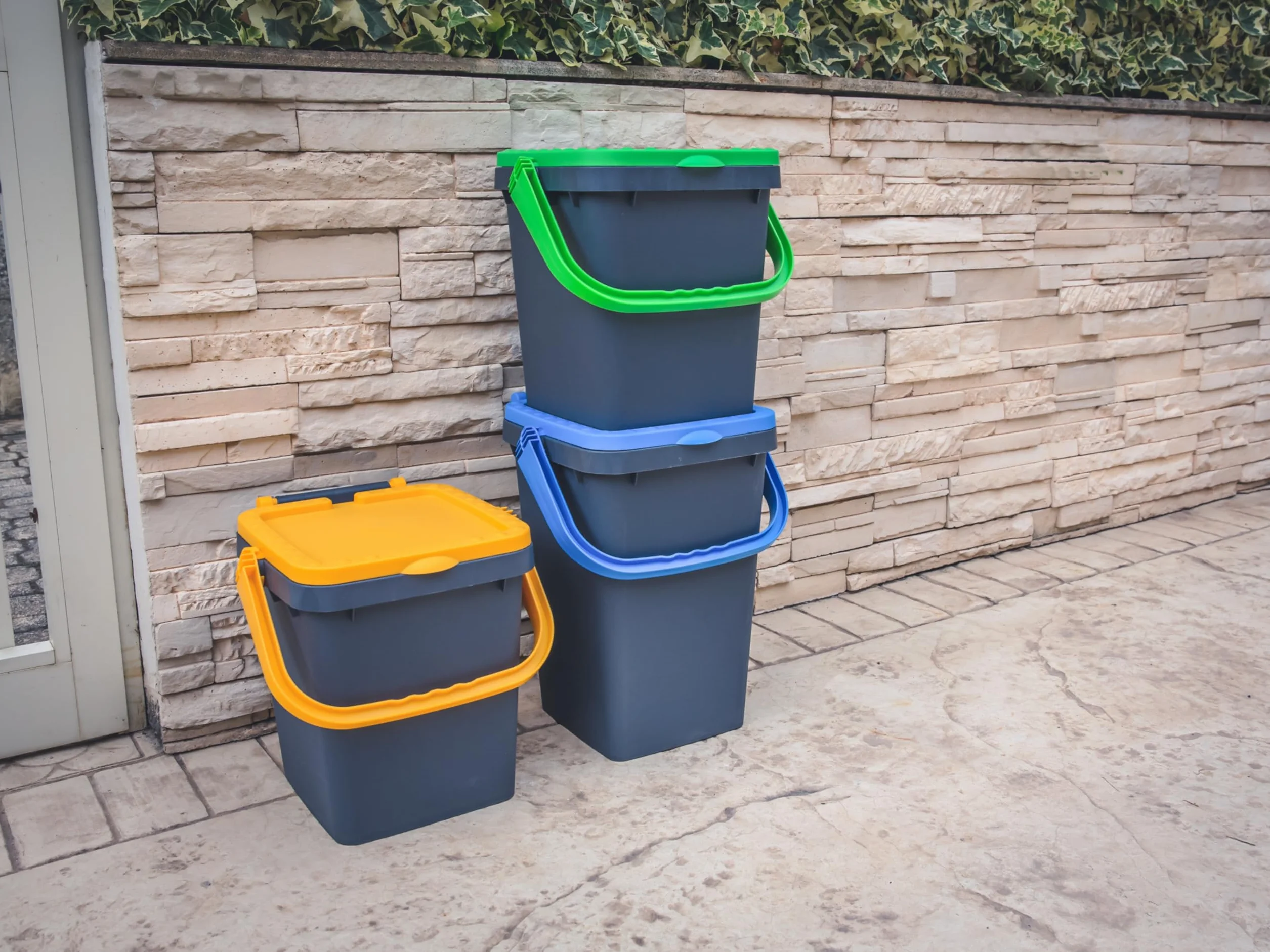 Ecoplast Poubelle collecte différenciée 20 l plastique recyclée vert 34,5 cm