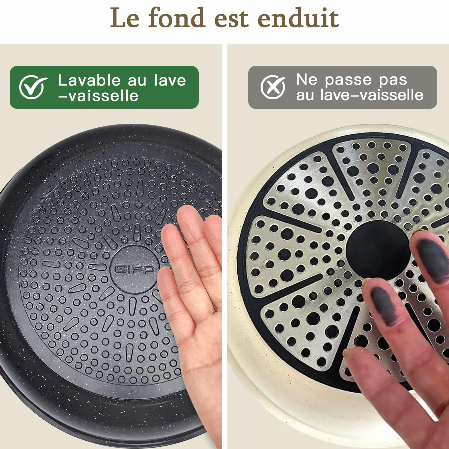 GiPP Poêles et Casseroles Antiadhésives Granit 21PCS Amovible Tous Feux Noir