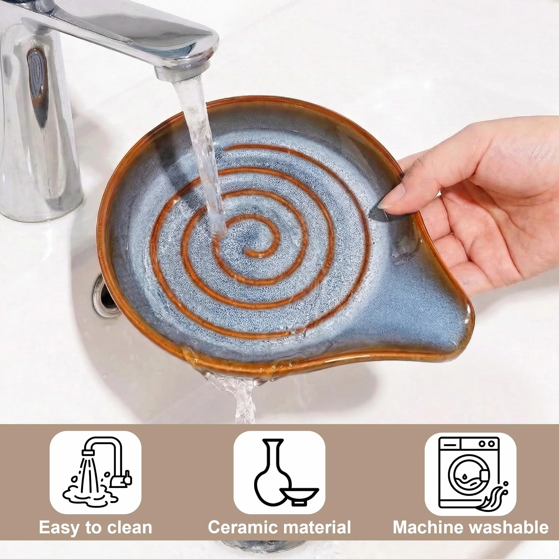 Repose Cuillère Cuisine en Céramique, Porte-Cuillère Multifonction pour Ustensiles de Cuisine, Lavable au Lave-Vaisselle
