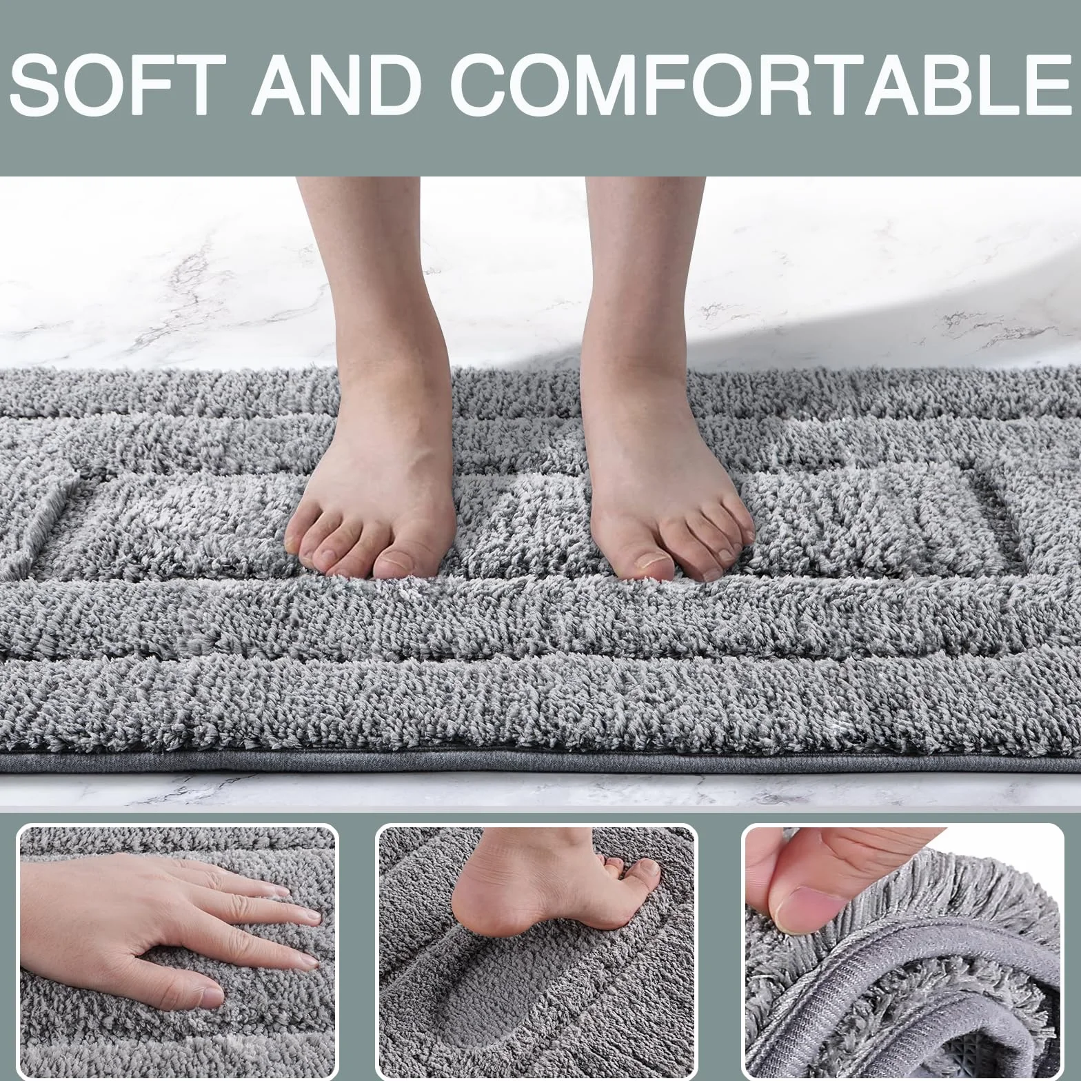 DUNSOO Tapis de Bain Antiderapant Absorbant Lavable en Machine